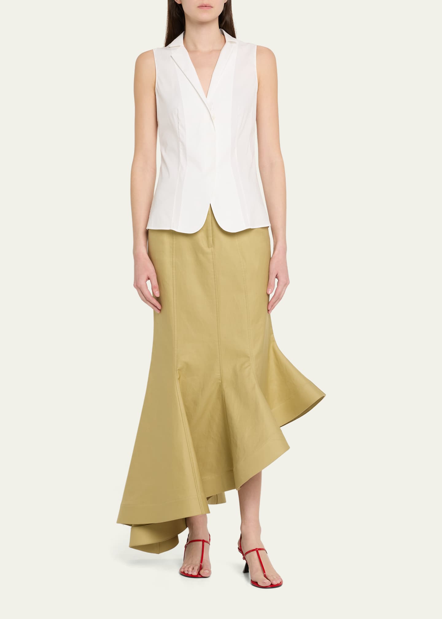 Rosie Assoulin Wave Cotton Twill Midi Skirt Image 2 of 5