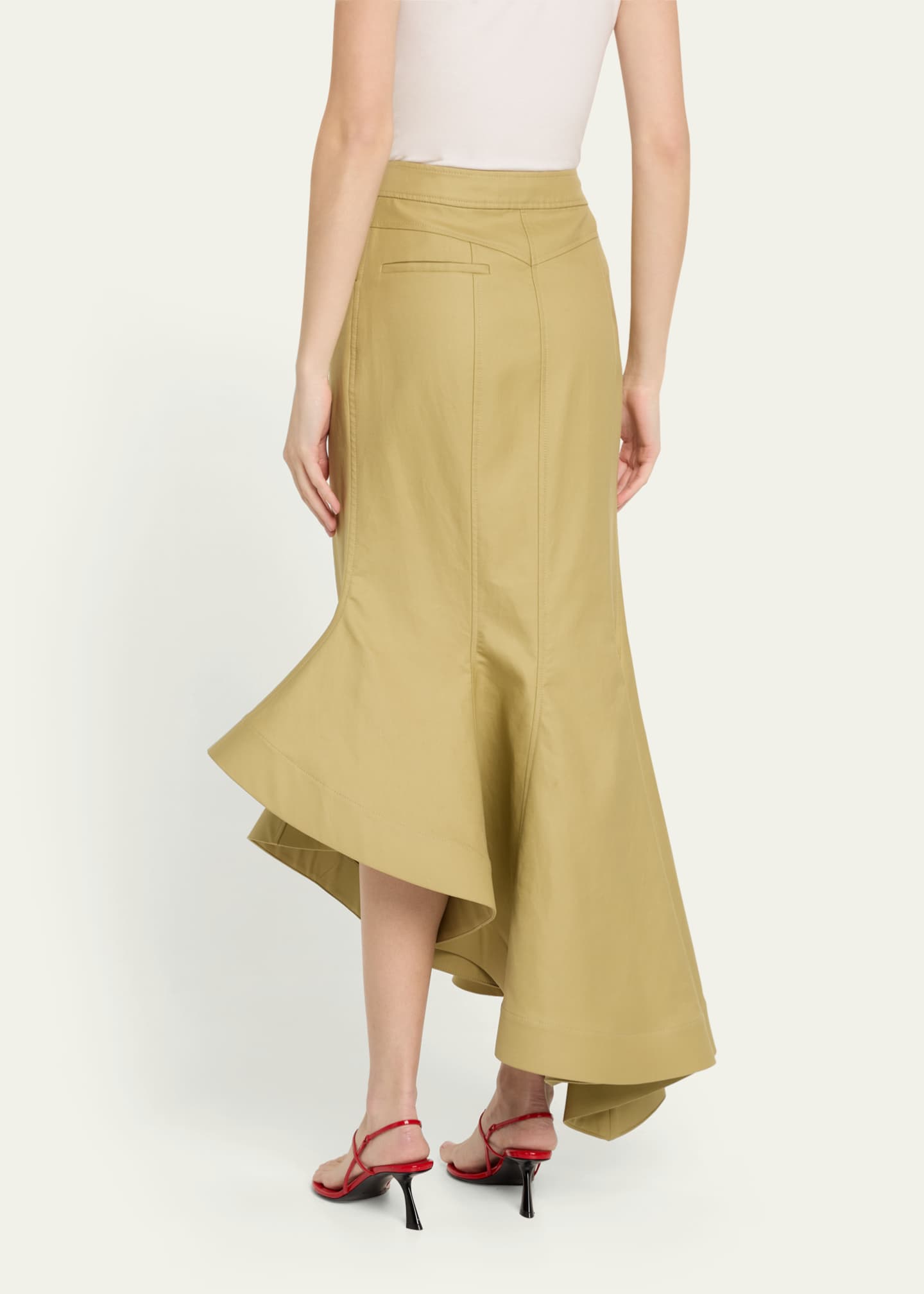 Rosie Assoulin Wave Cotton Twill Midi Skirt Image 3 of 5