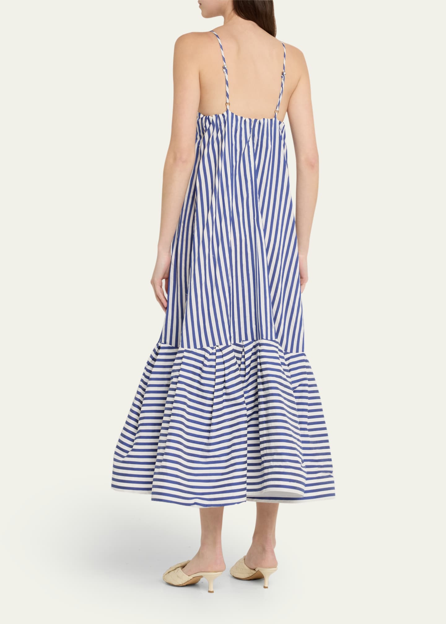 Rosie Assoulin Stripe Ruched Bust Cami Maxi Dress Image 3 of 5