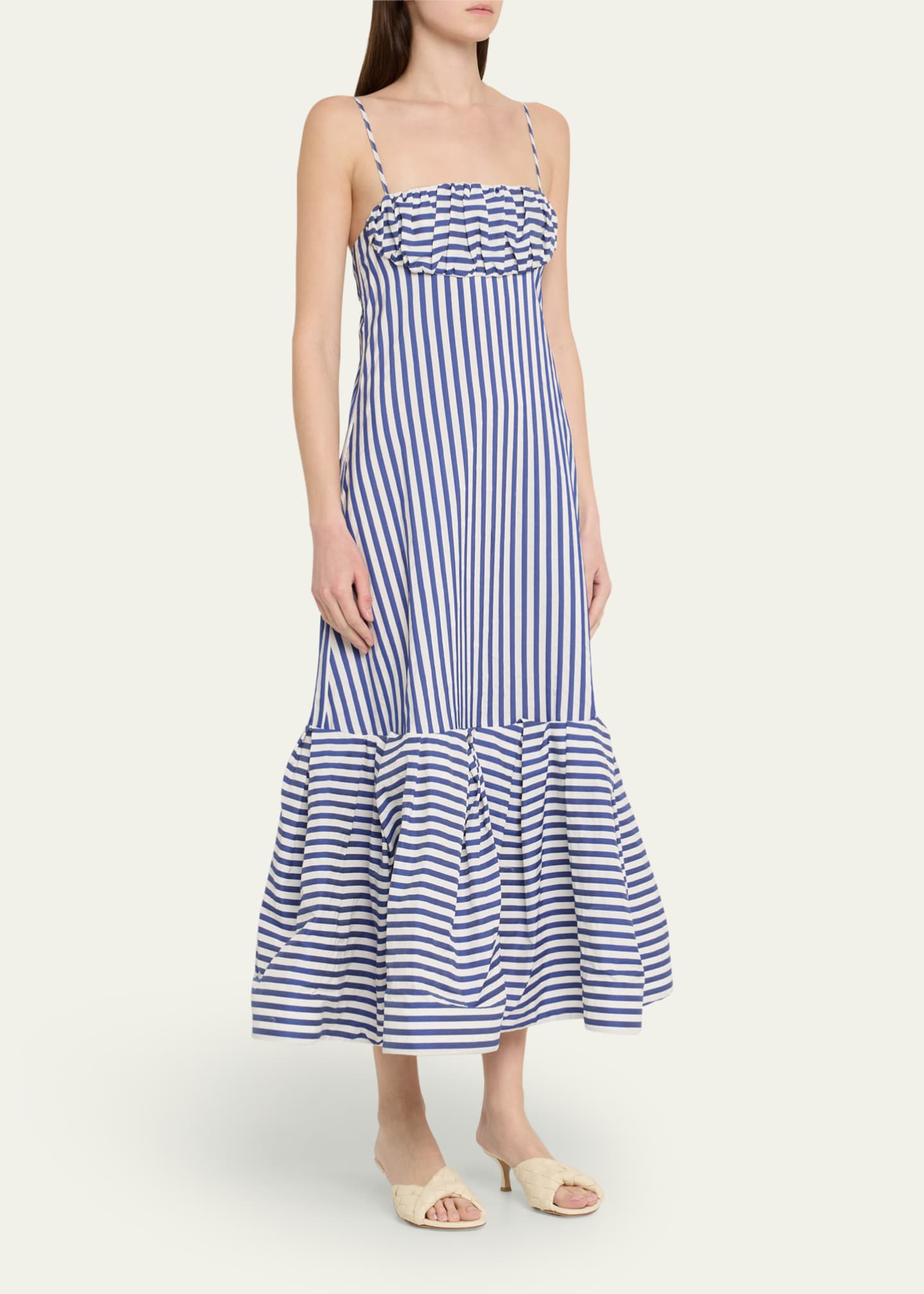 Rosie Assoulin Stripe Ruched Bust Cami Maxi Dress Image 4 of 5