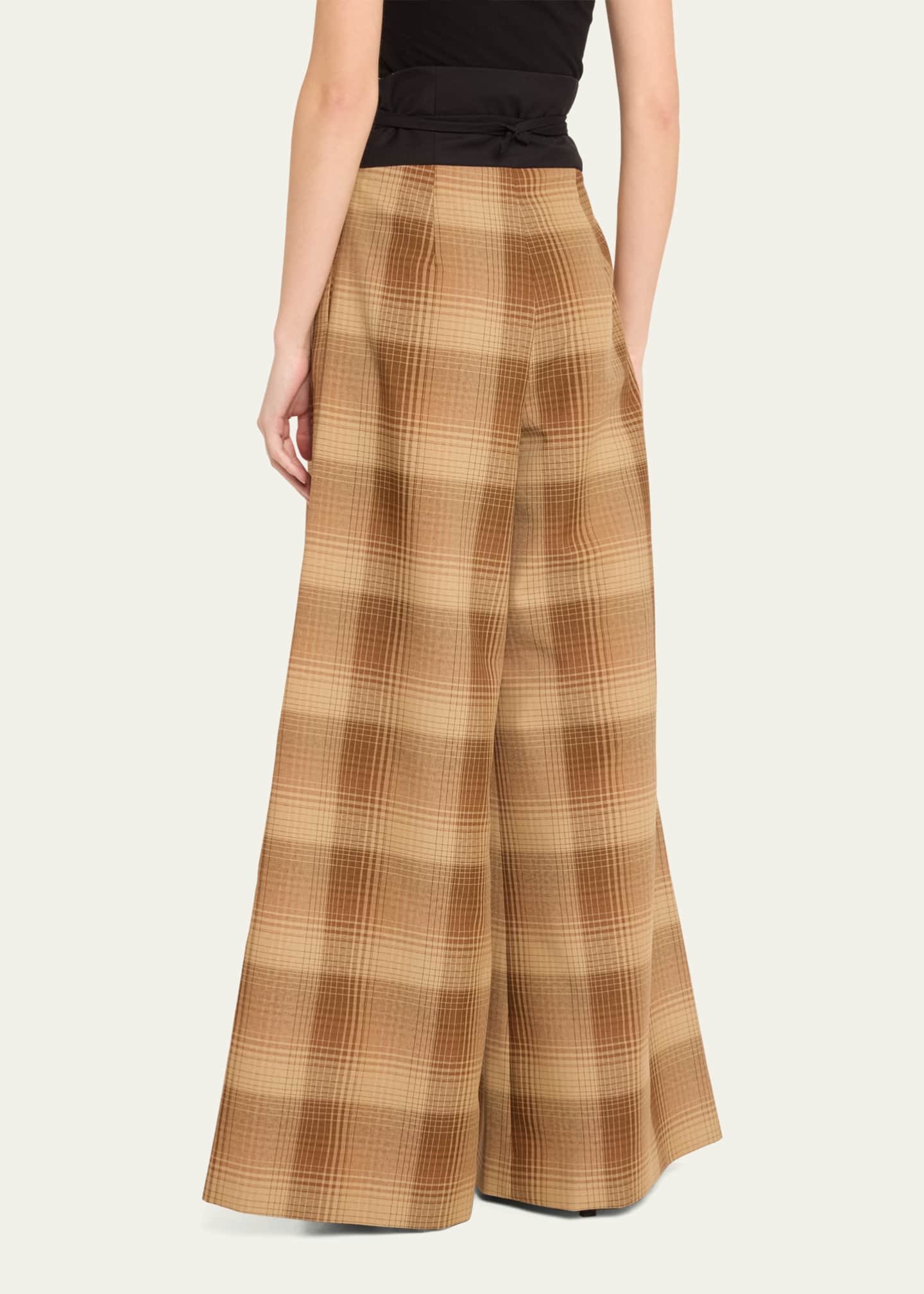 Rosie Assoulin Plaid Tie Palazzo Pants Image 3 of 5