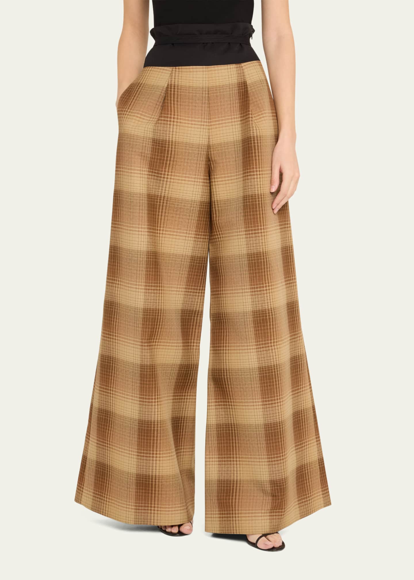 Rosie Assoulin Plaid Tie Palazzo Pants Image 4 of 5