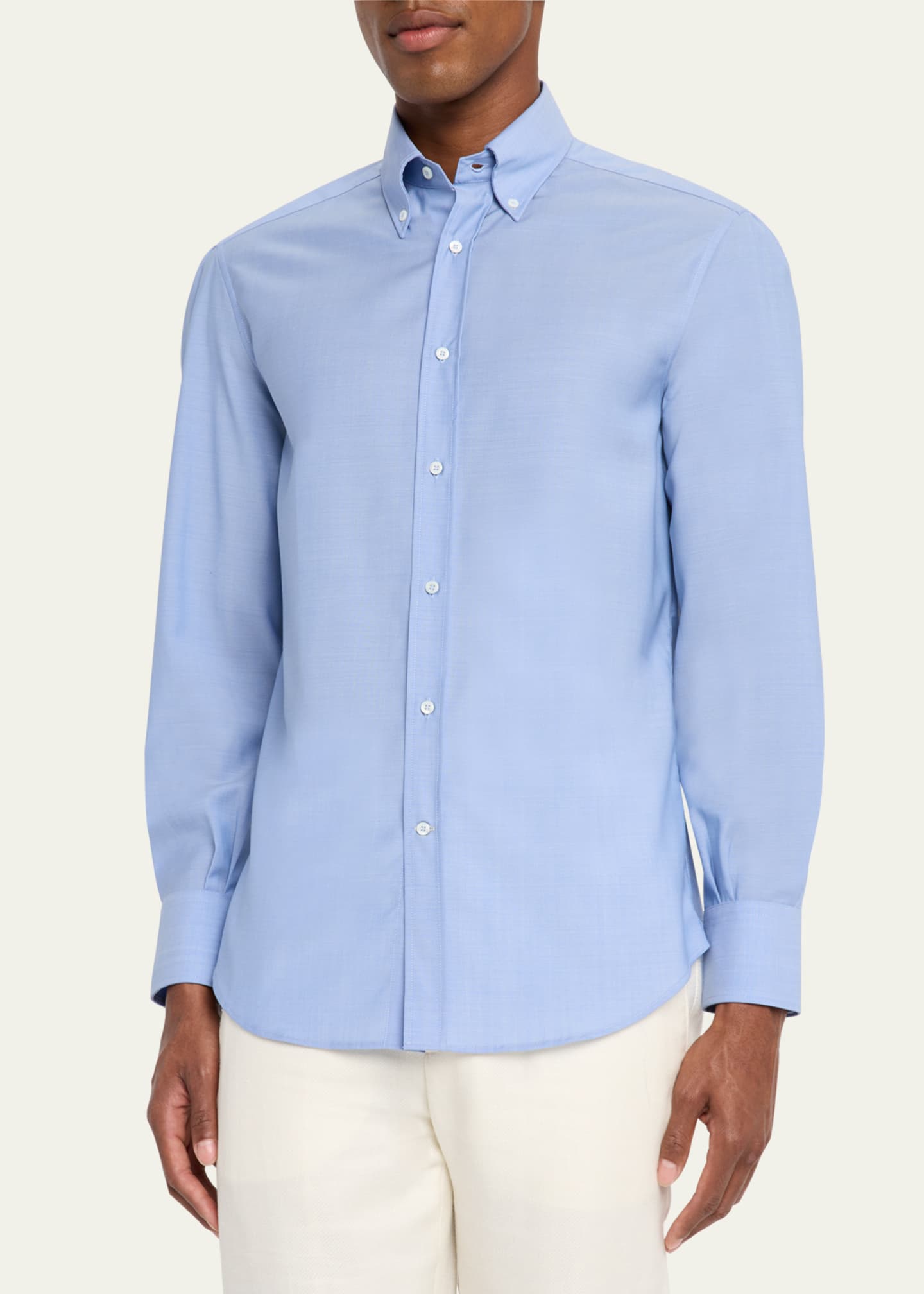 Brunello Cucinelli Men's Solid Dress Shirt Image 4 of 5