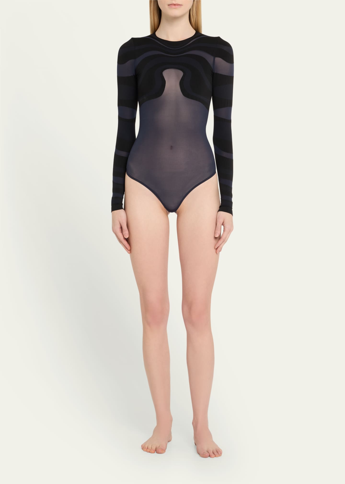 Wolford Venus Matte Geometric Swirl String Bodysuit Image 2 of 4