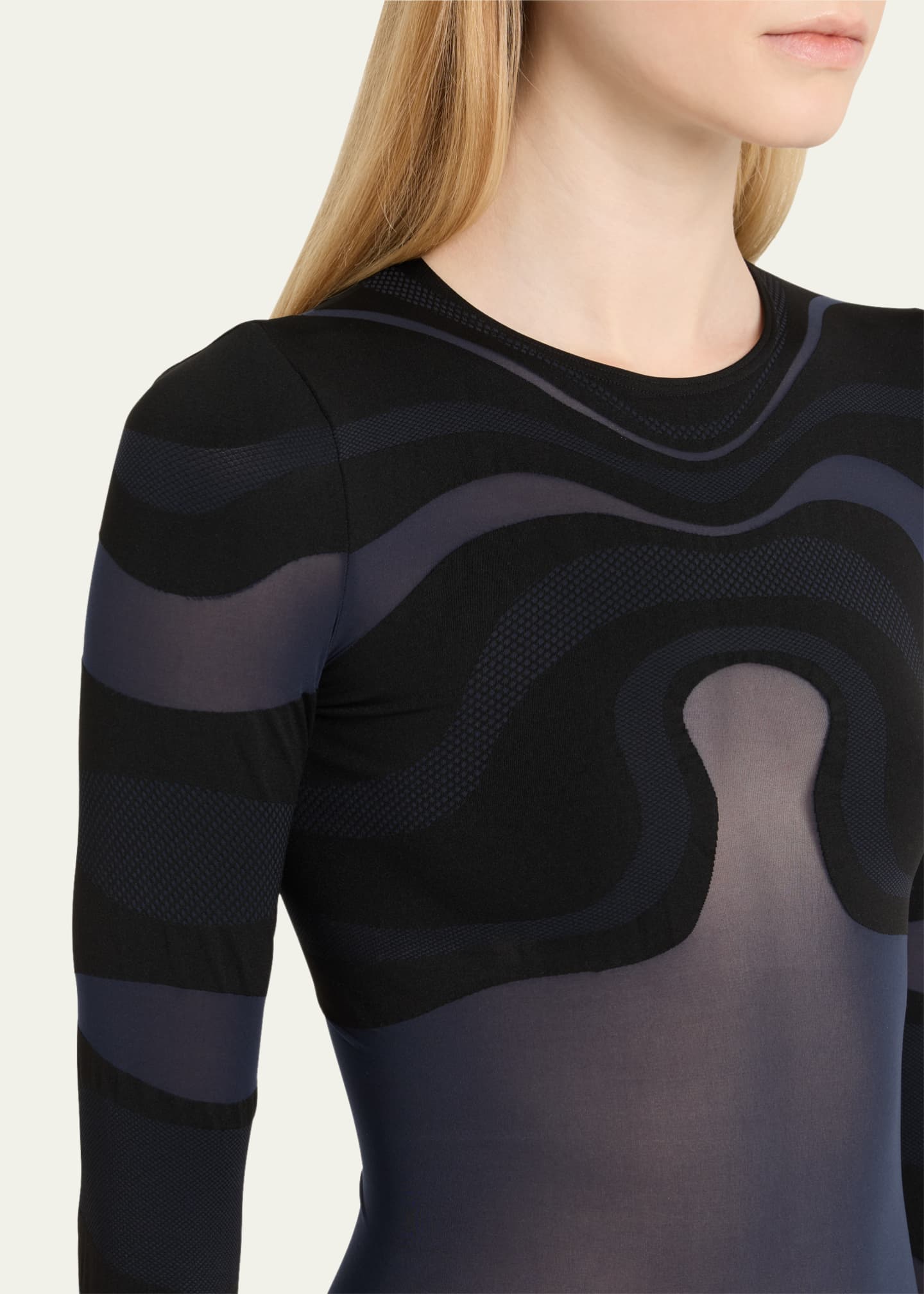 Wolford Venus Matte Geometric Swirl String Bodysuit Image 4 of 4