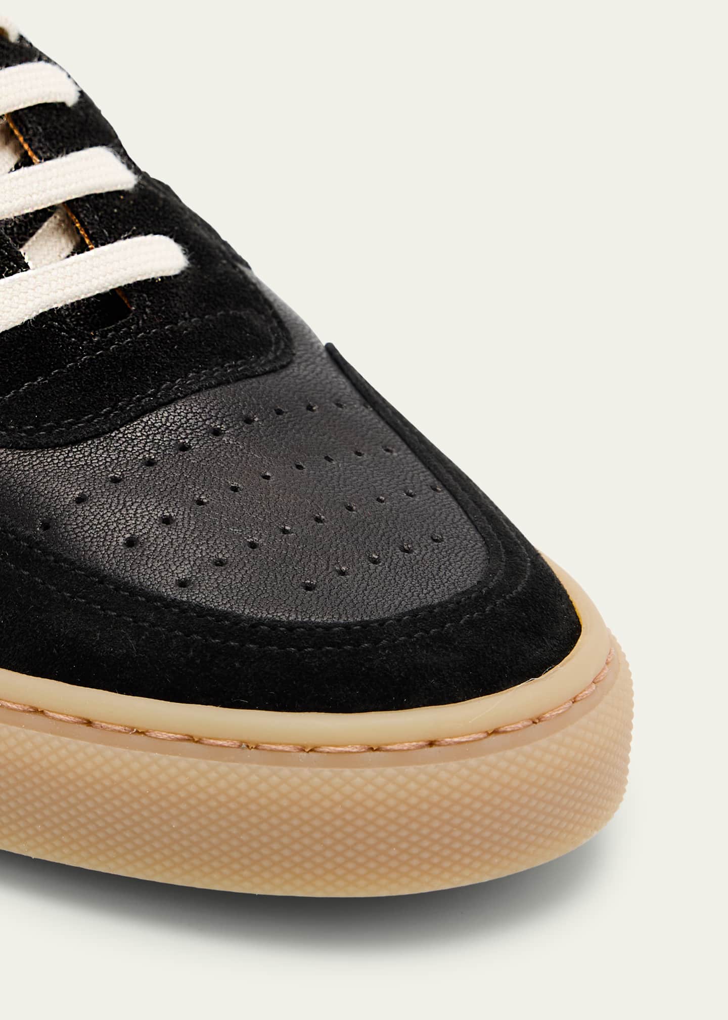 Men's Bball Duo Leather and Suede Low-Top Sneakers