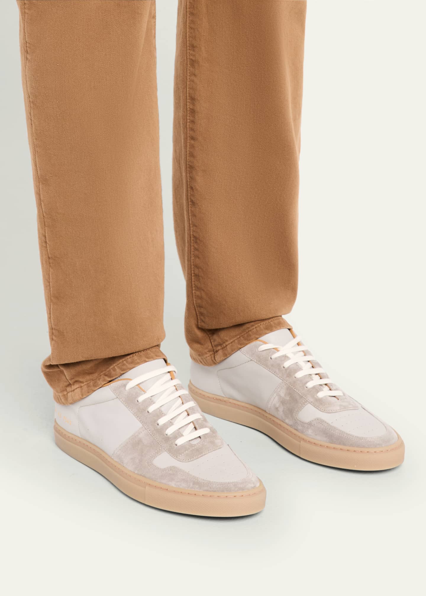 Men's Bball Duo Leather and Suede Low-Top Sneakers