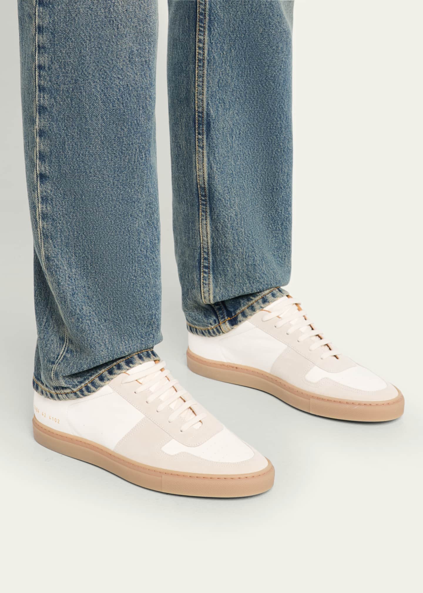 Common Projects Men's Bball Duo Leather and Suede Low-Top Sneakers Image 2 of 6
