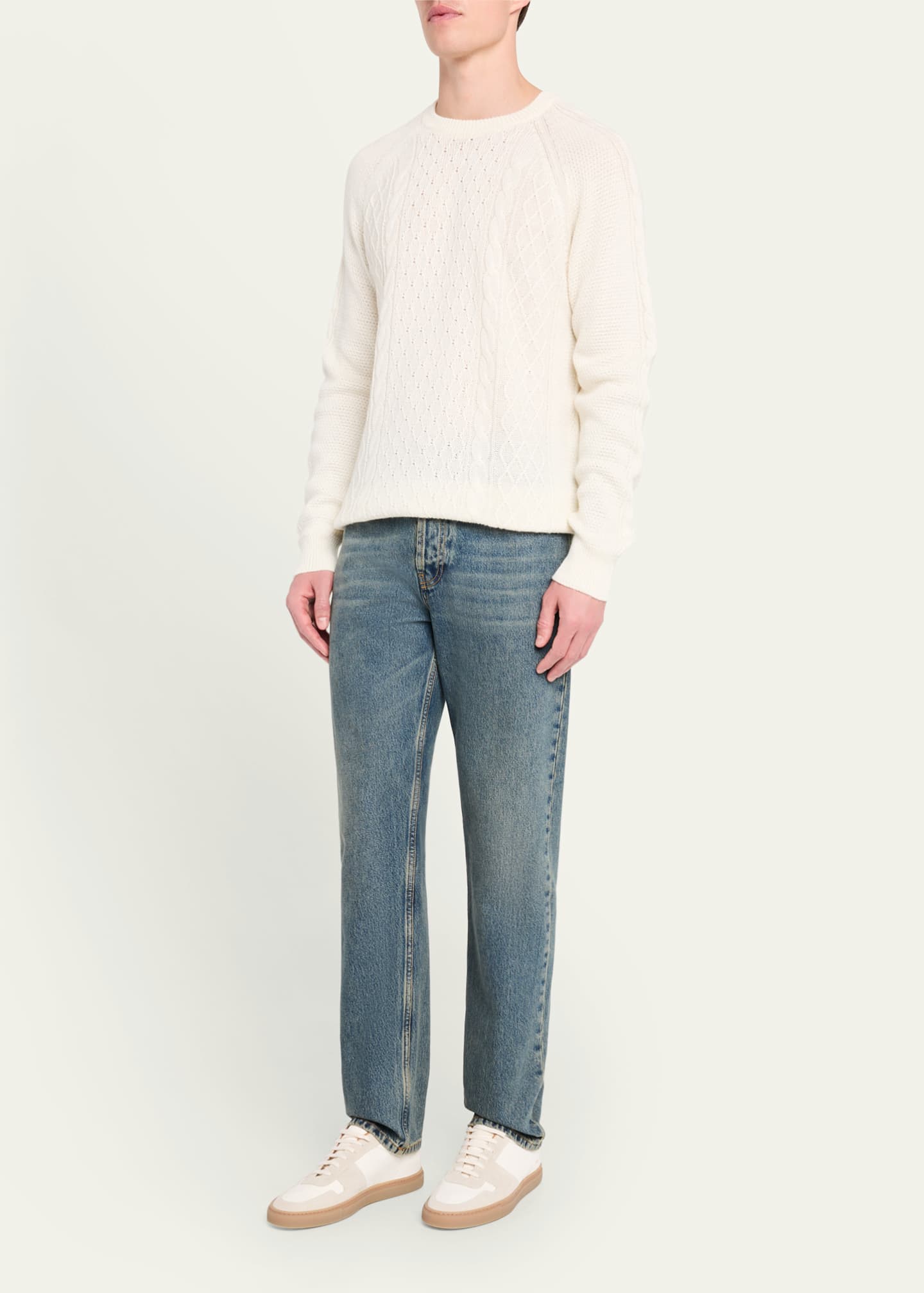 Common Projects Men's Bball Duo Leather and Suede Low-Top Sneakers Image 3 of 6