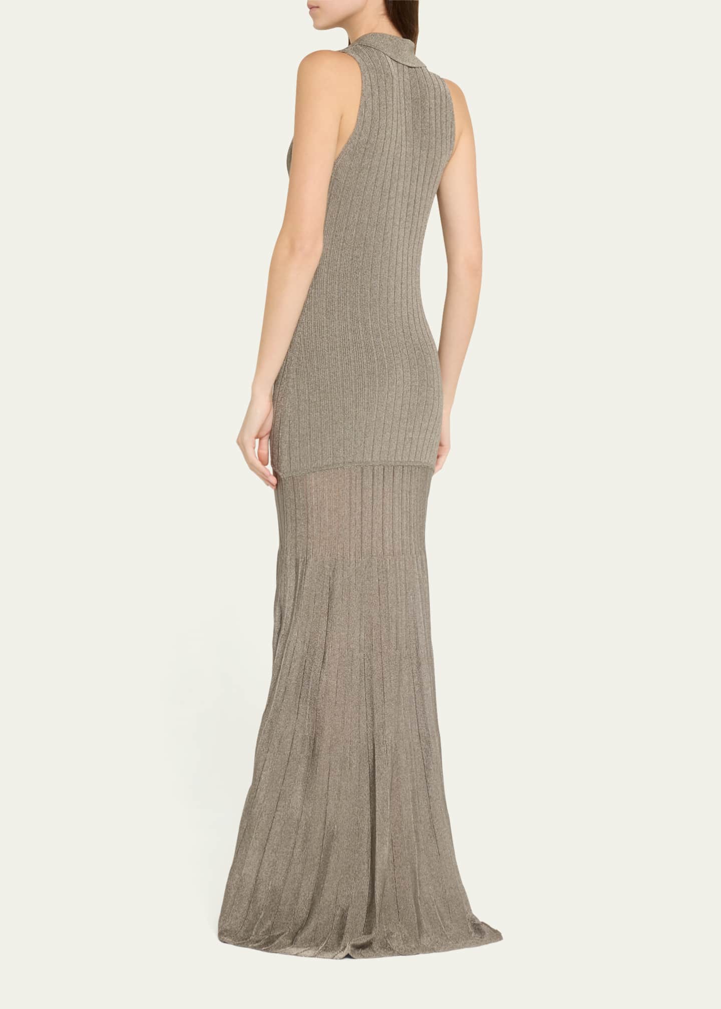 Adam Lippes Tashi Metallic Ribbed Maxi Dress Image 3 of 5