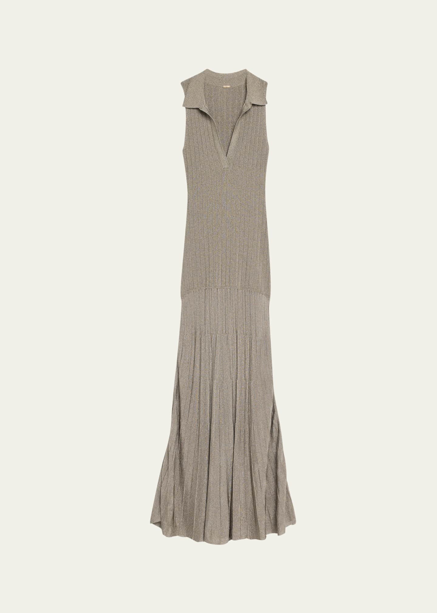 Adam Lippes Tashi Metallic Ribbed Maxi Dress Image 1 of 5