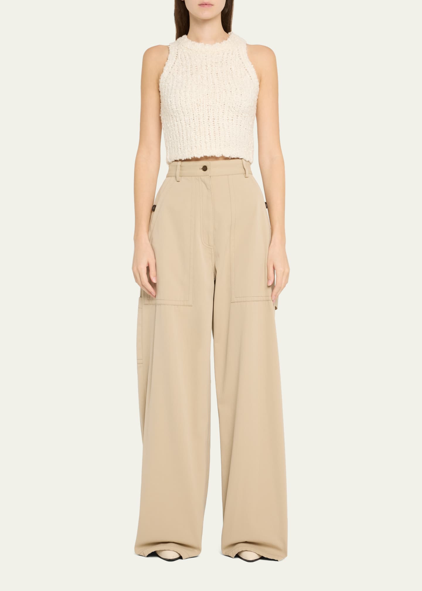 Adam Lippes Jasper Wide Leg Twill Pants Image 2 of 5