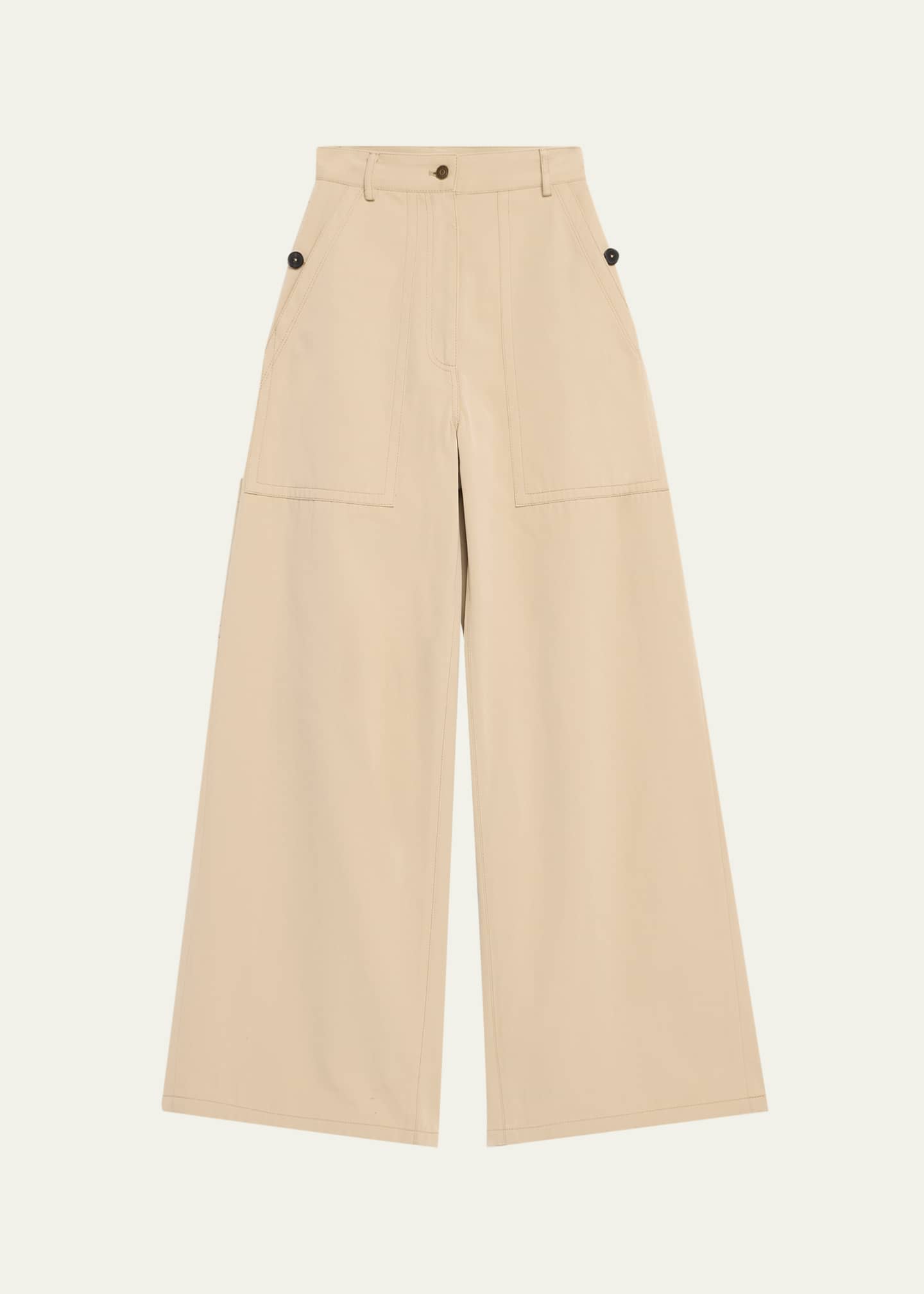 Adam Lippes Jasper Wide Leg Twill Pants Image 1 of 5