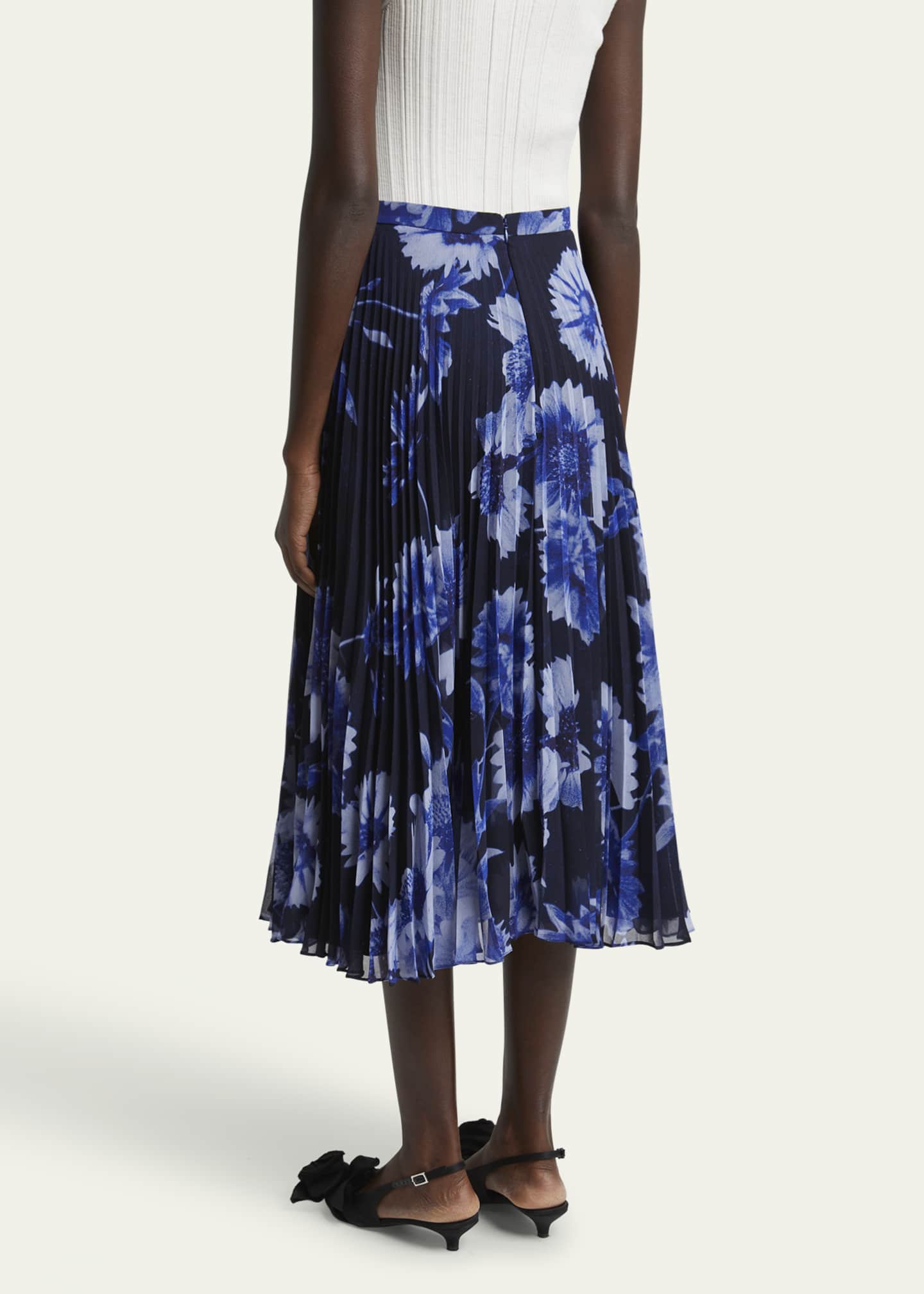Erdem Pleated Floral Print Midi Skirt Image 3 of 5