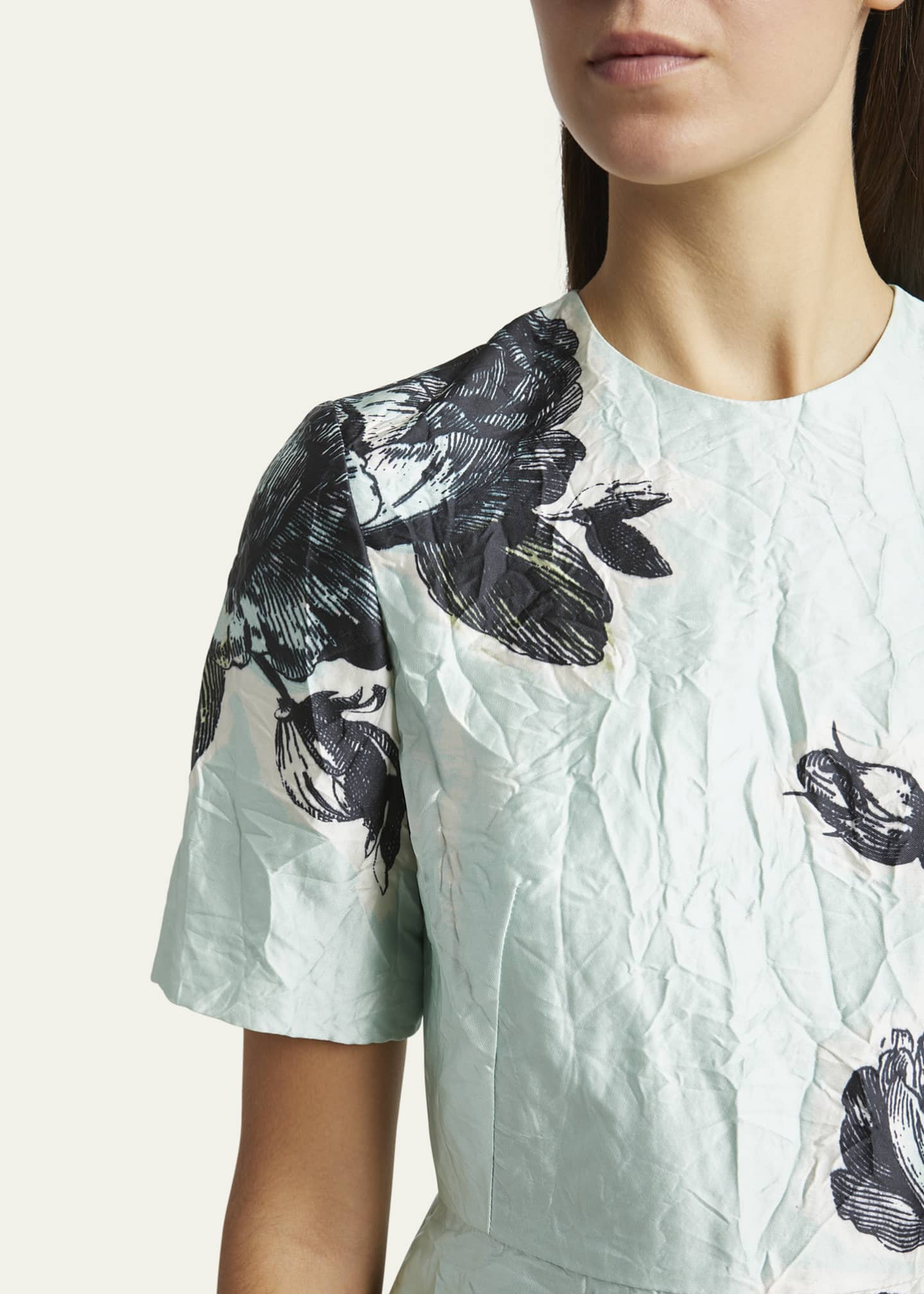Erdem Floral Crinkle-Effect Short Sleeve Midi Dress Image 5 of 5