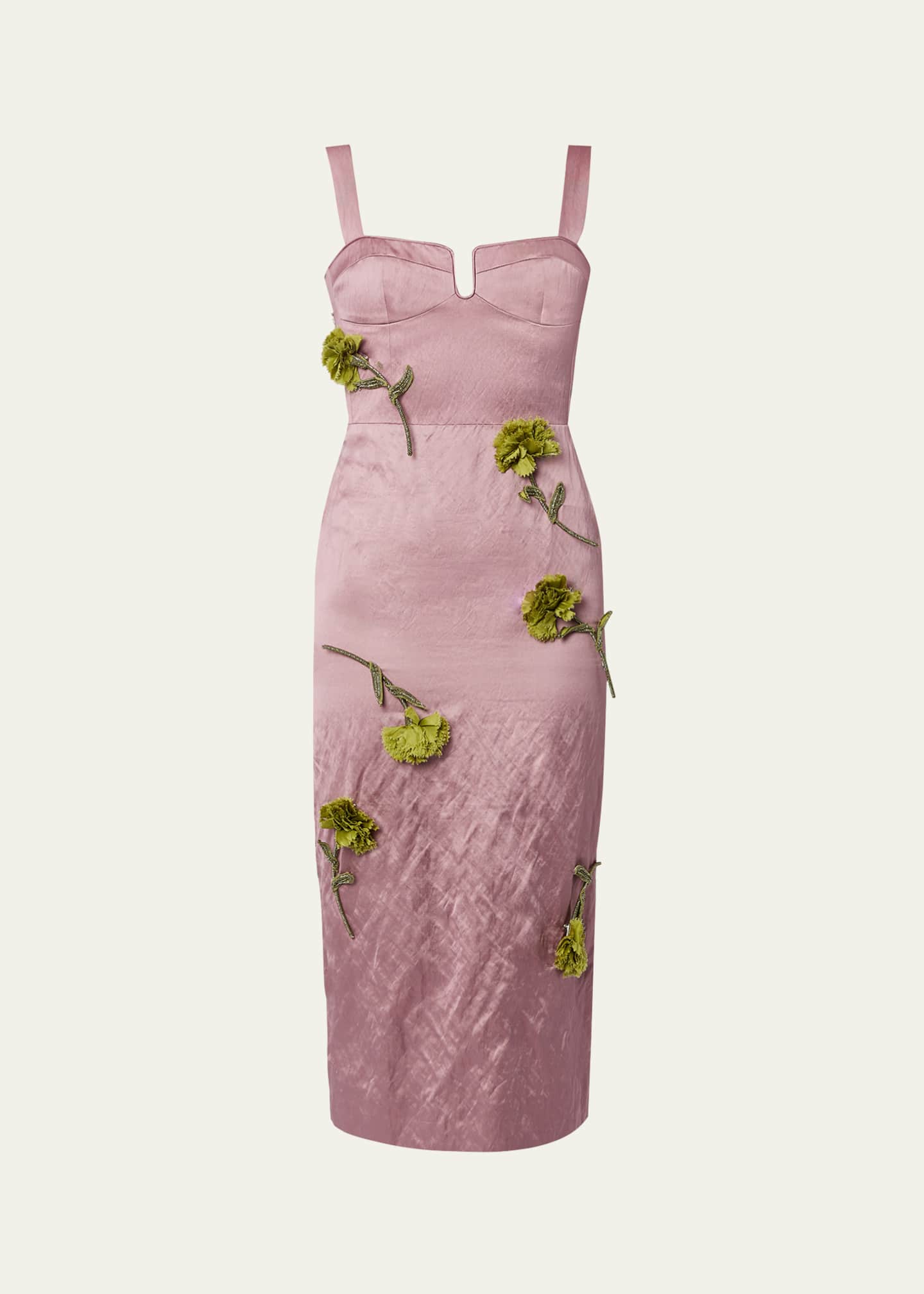 Floral Applique Bustier Cocktail Midi Dress - Image 1