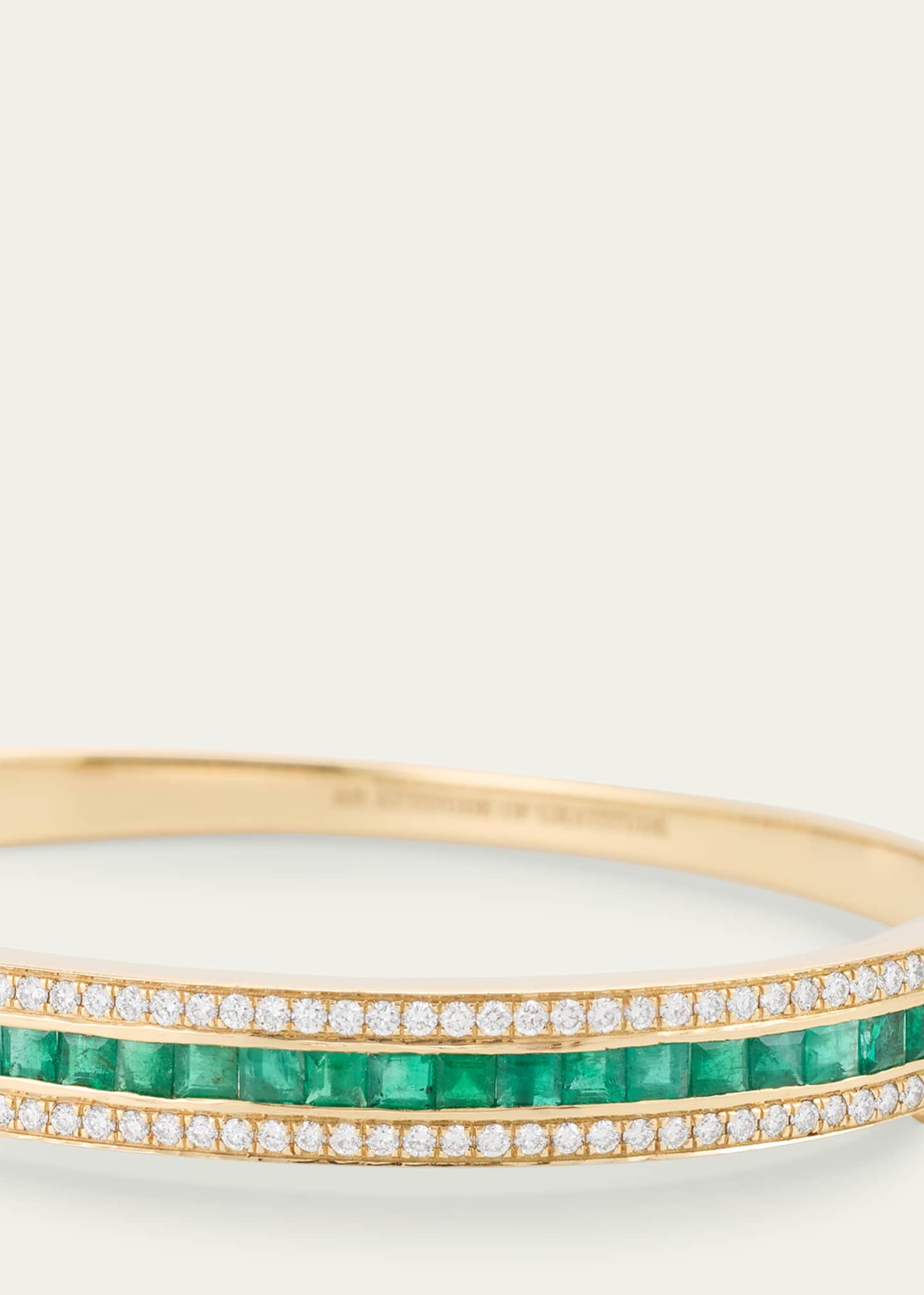 Alice Van Cal The Union Diamond and Emerald Bangle Bracelet in 18K Yellow Gold Image 3 of 4