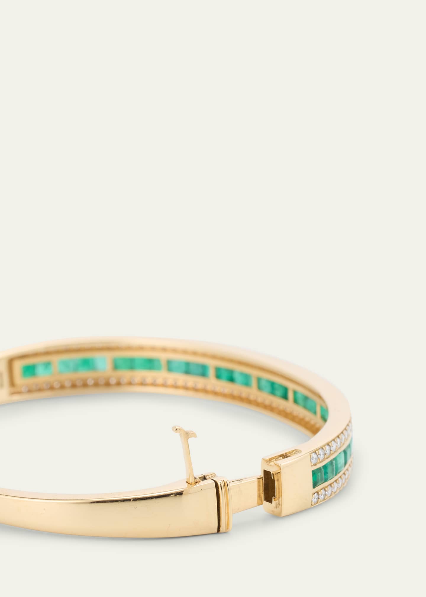 Alice Van Cal The Union Diamond and Emerald Bangle Bracelet in 18K Yellow Gold Image 4 of 4