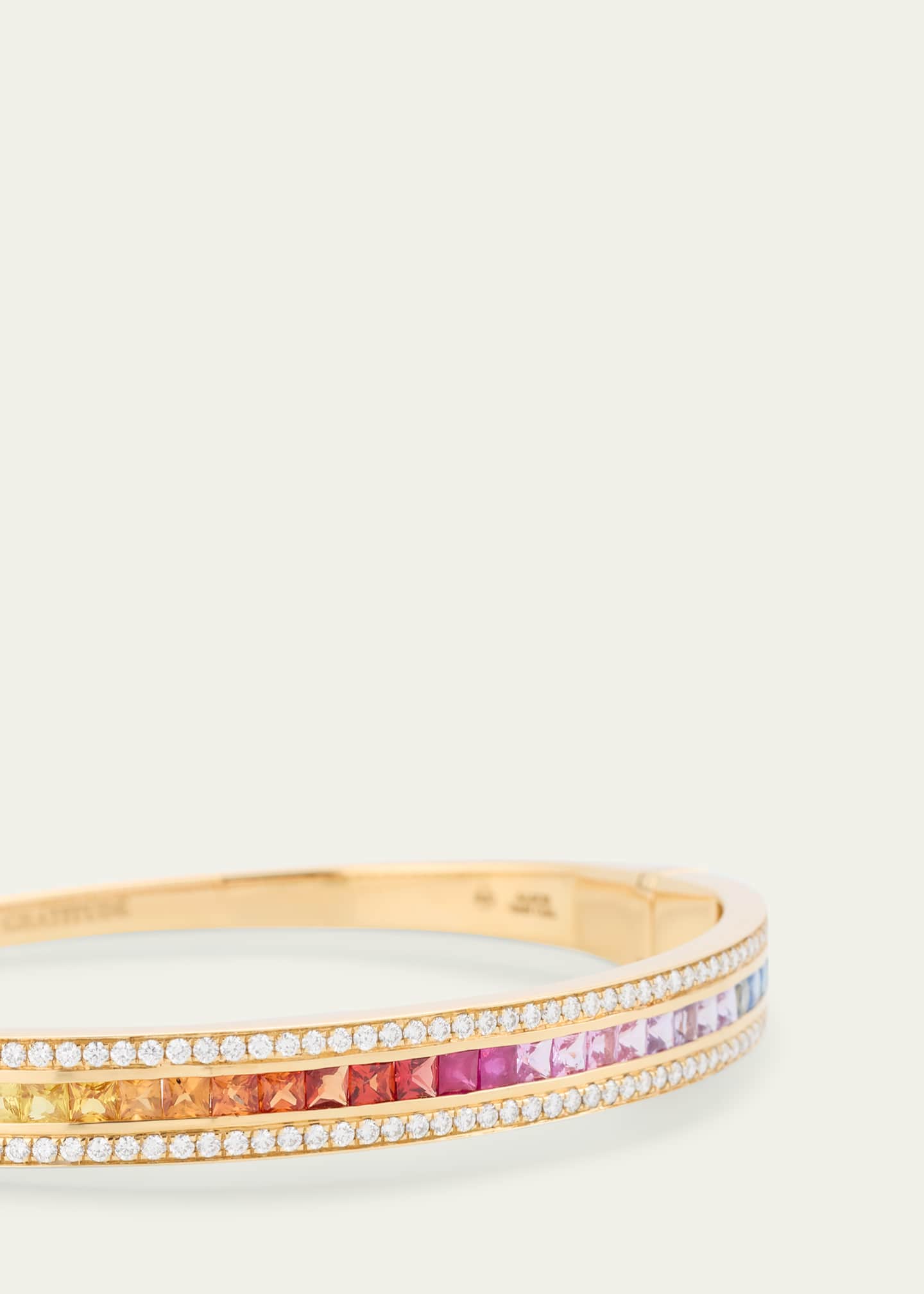 Alice Van Cal The Union Diamond and Rainbow Sapphire Bangle Bracelet in 18K Yellow Gold Image 2 of 3