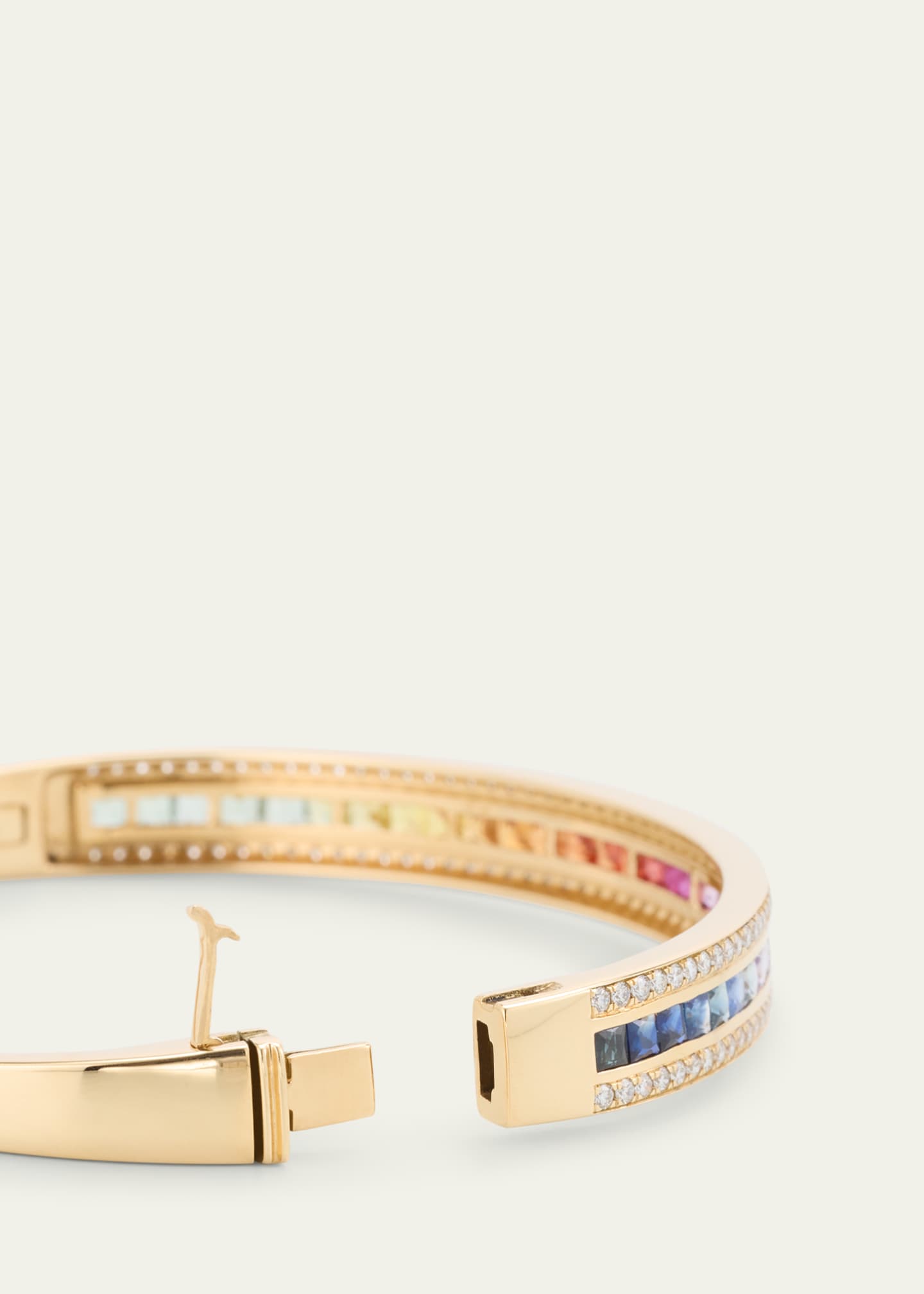 Alice Van Cal The Union Diamond and Rainbow Sapphire Bangle Bracelet in 18K Yellow Gold Image 3 of 3