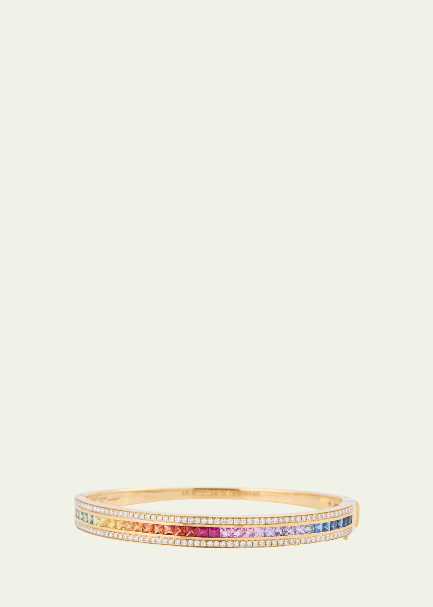 Alice Van Cal The Union Diamond and Rainbow Sapphire Bangle Bracelet in 18K Yellow Gold Image 1 of 3