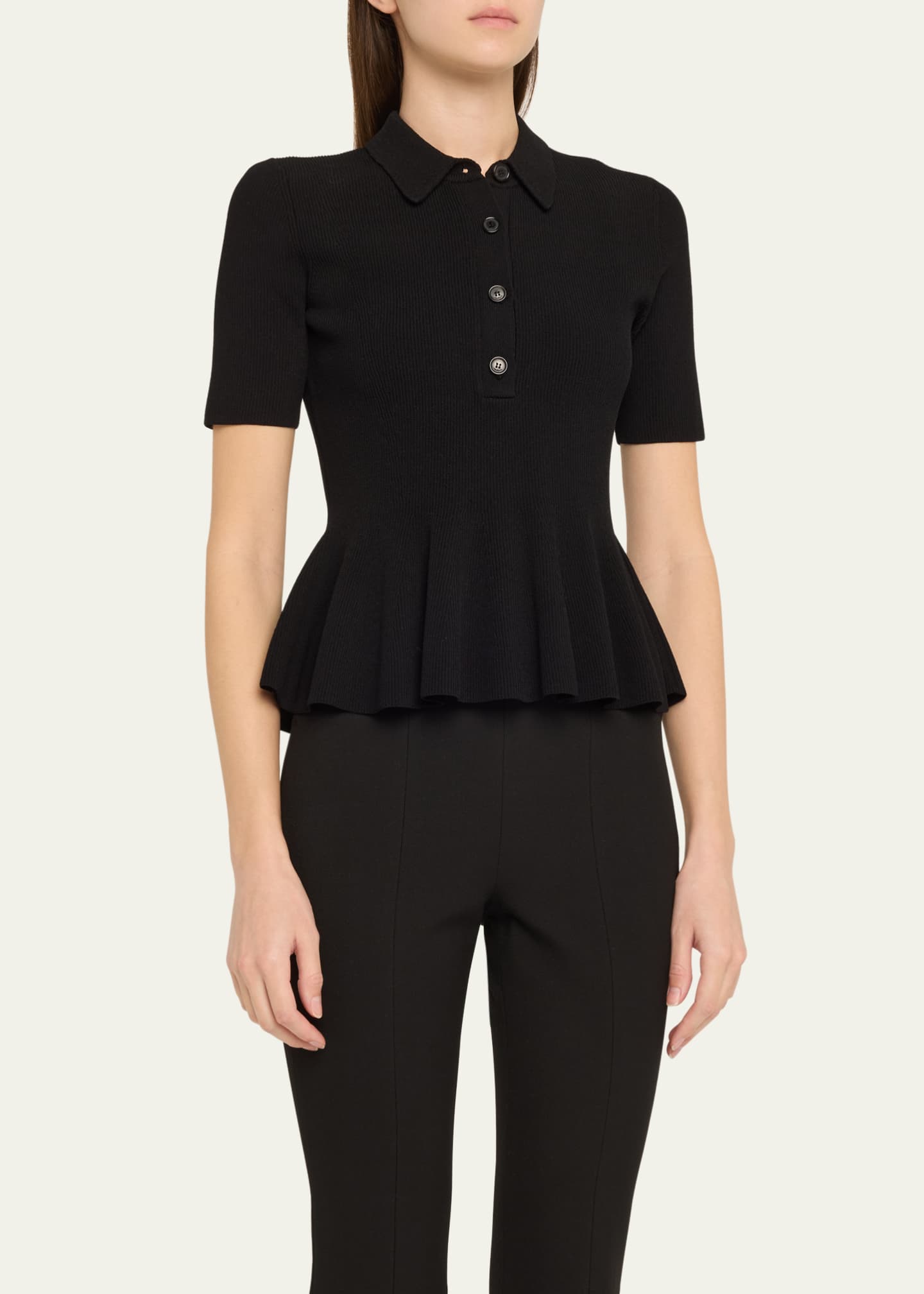 ASHLYN Milo Polo Peplum Half-Sleeve Top Image 4 of 5