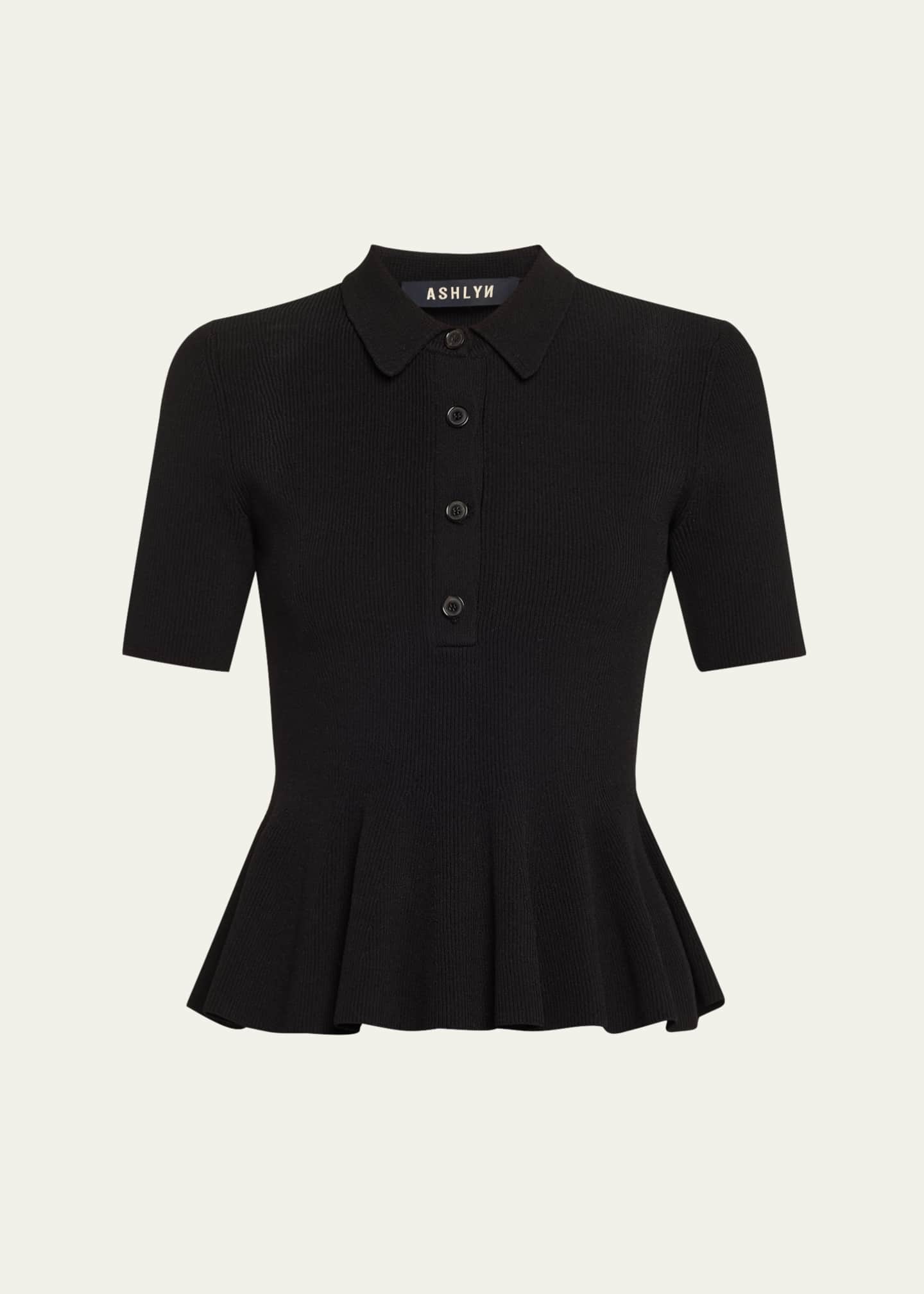ASHLYN Milo Polo Peplum Half-Sleeve Top Image 1 of 5