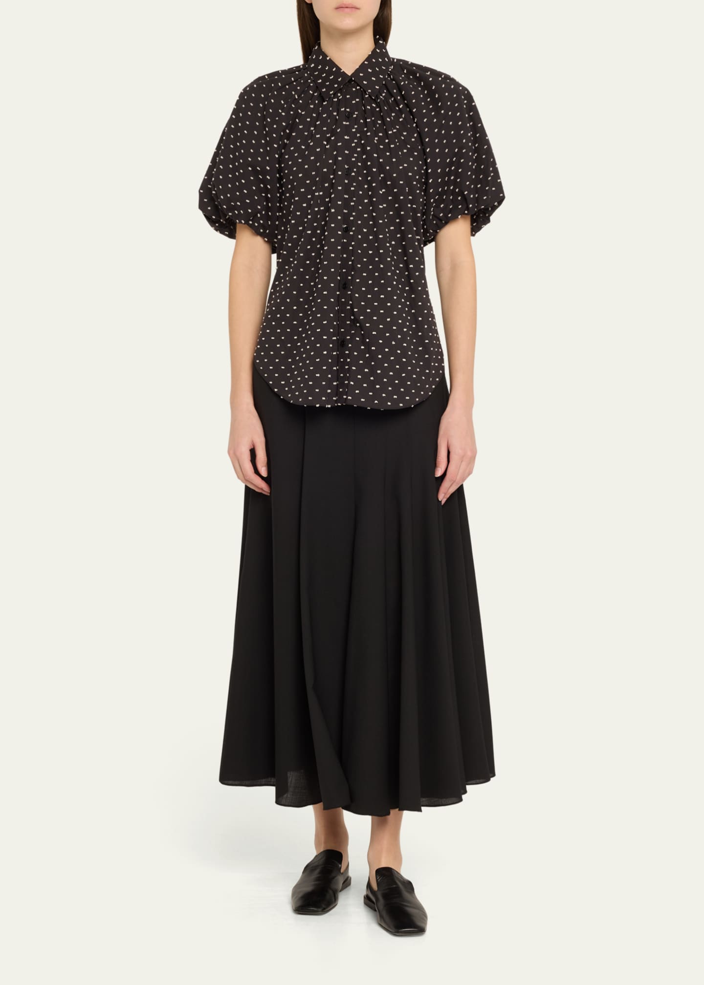 Charlier Printed Balloon-Sleeve Blouse