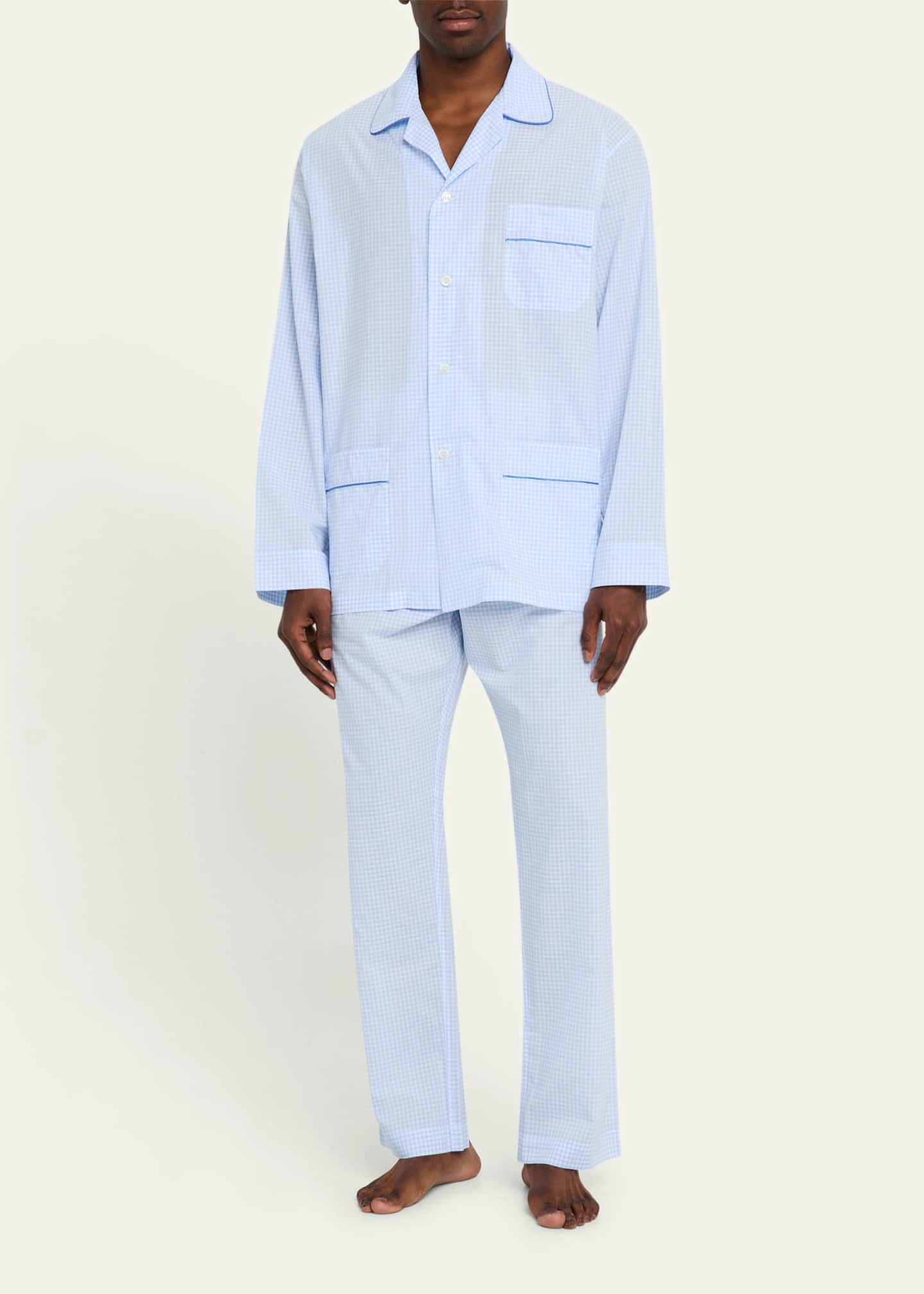 Emanuele Maffeis Men's Cali Cotton Gingham Long Pajama Set Image 2 of 5