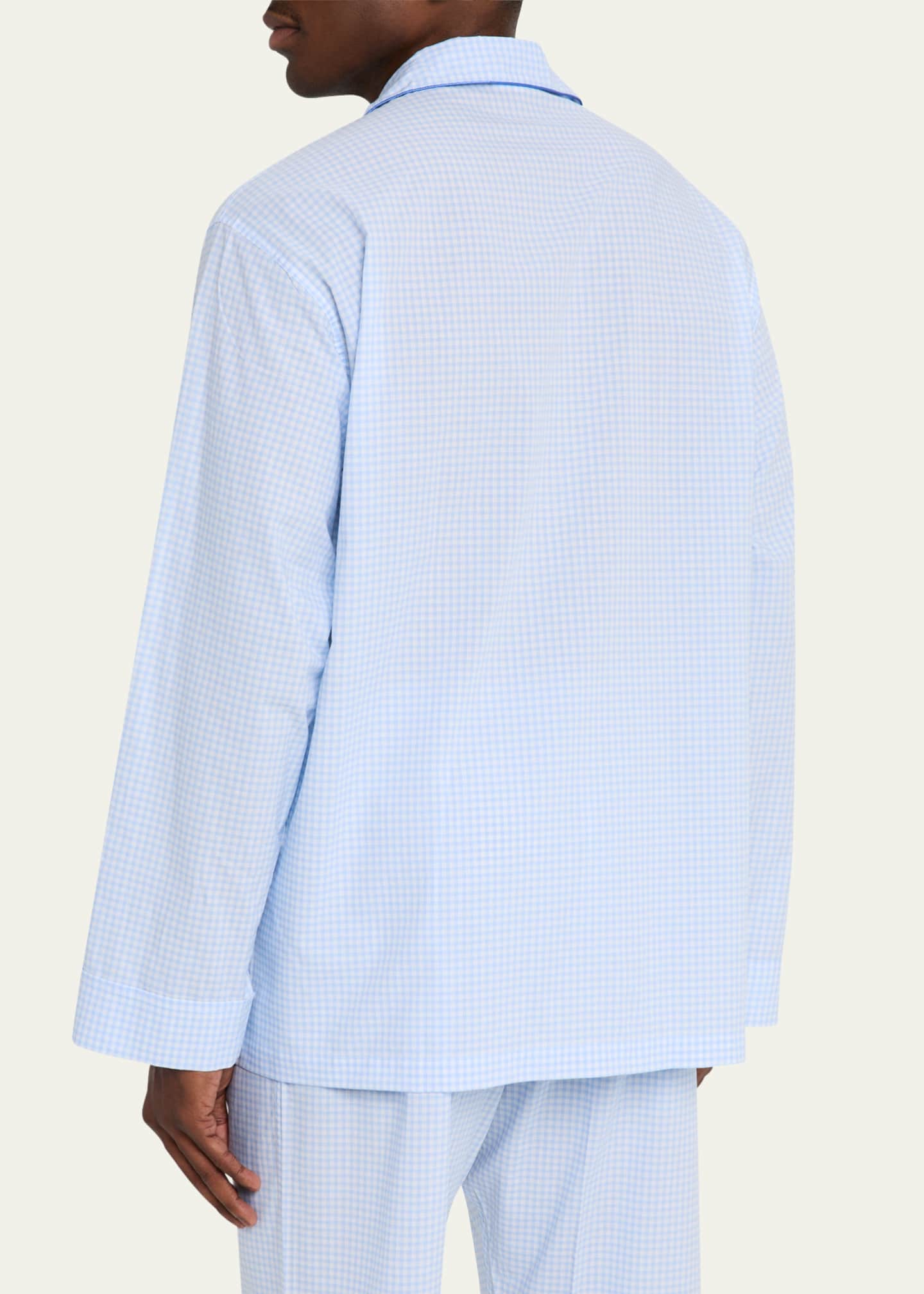 Emanuele Maffeis Men's Cali Cotton Gingham Long Pajama Set Image 3 of 5