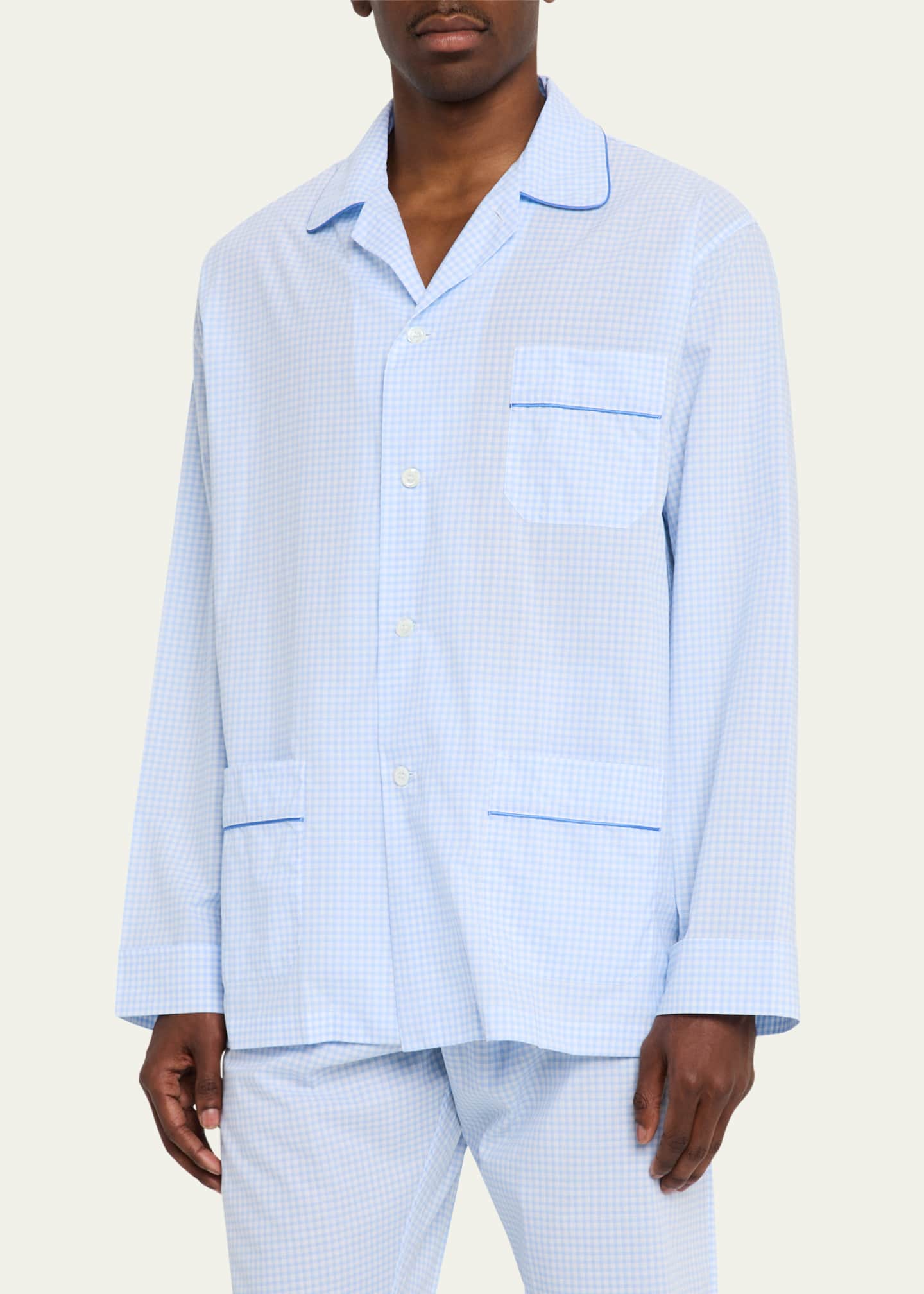 Emanuele Maffeis Men's Cali Cotton Gingham Long Pajama Set Image 4 of 5