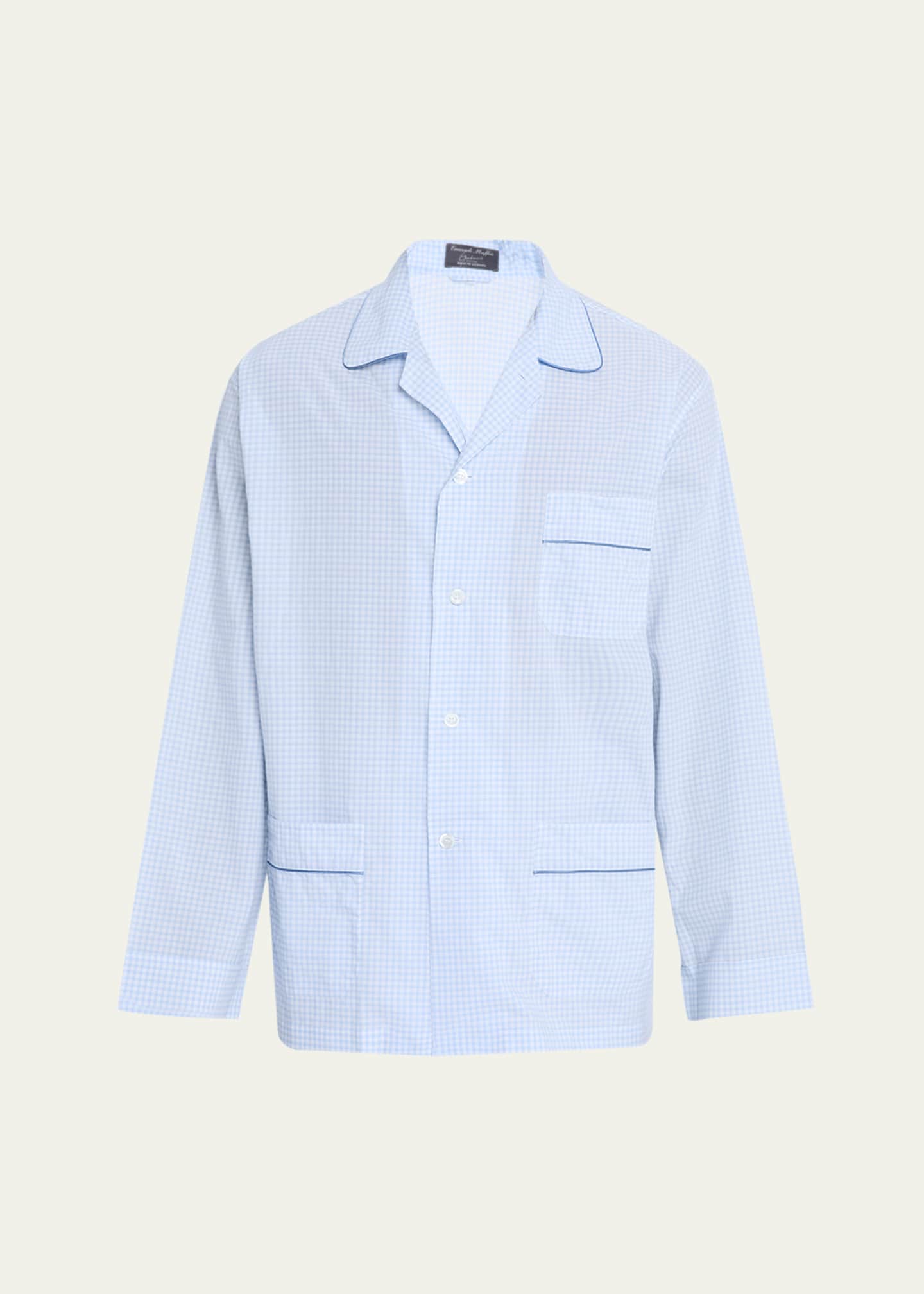 Emanuele Maffeis Men's Cali Cotton Gingham Long Pajama Set Image 1 of 5