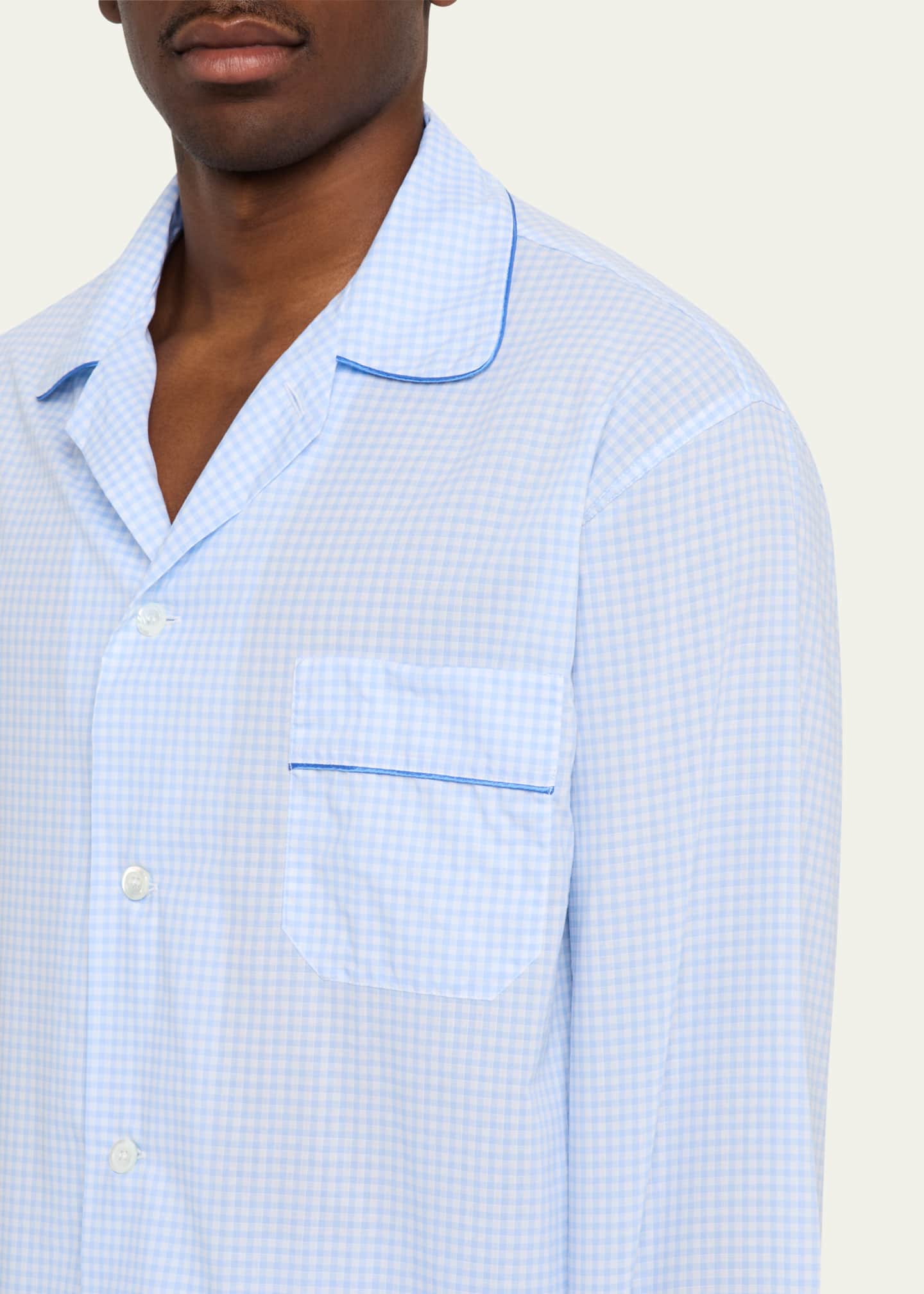 Emanuele Maffeis Men's Cali Cotton Gingham Long Pajama Set Image 5 of 5