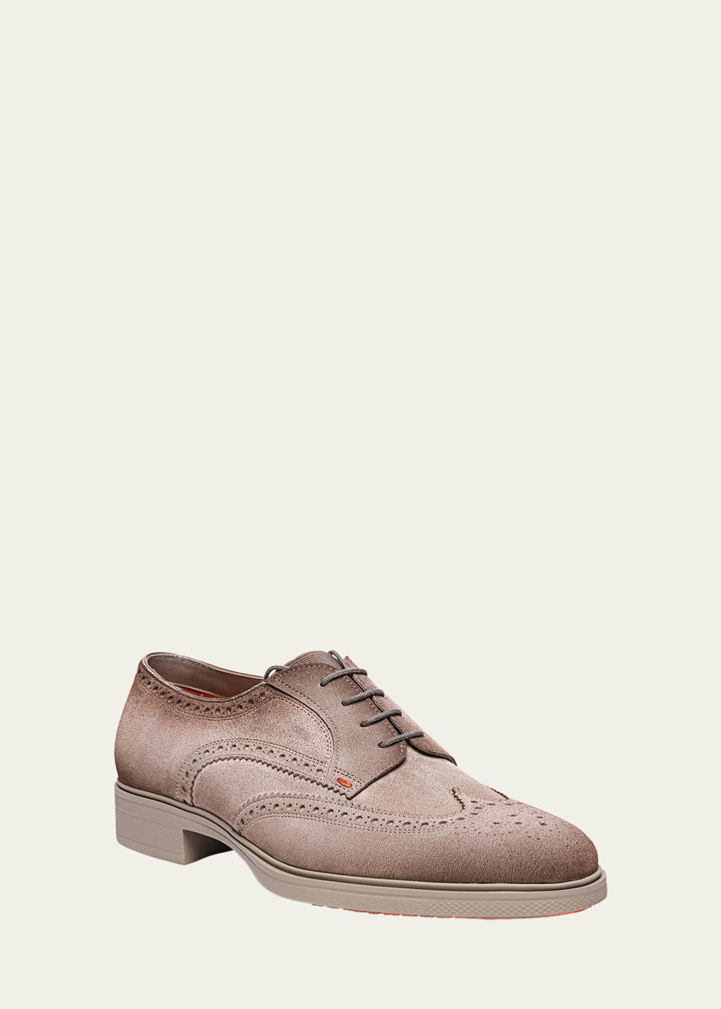 Santoni Men's Easy Suede Brogue Wingtip Derby Shoes Image 2 of 4