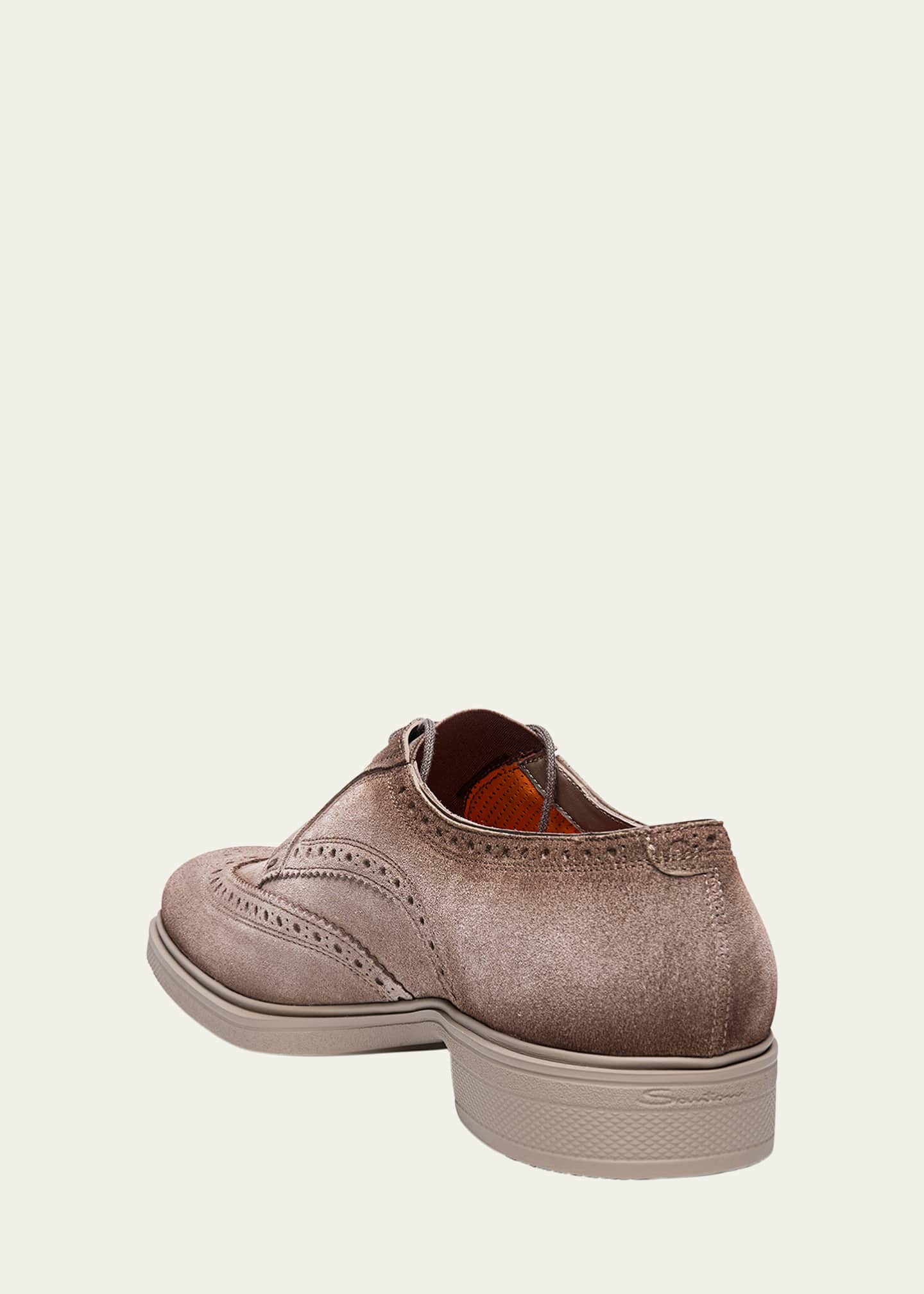 Santoni Men's Easy Suede Brogue Wingtip Derby Shoes Image 3 of 4