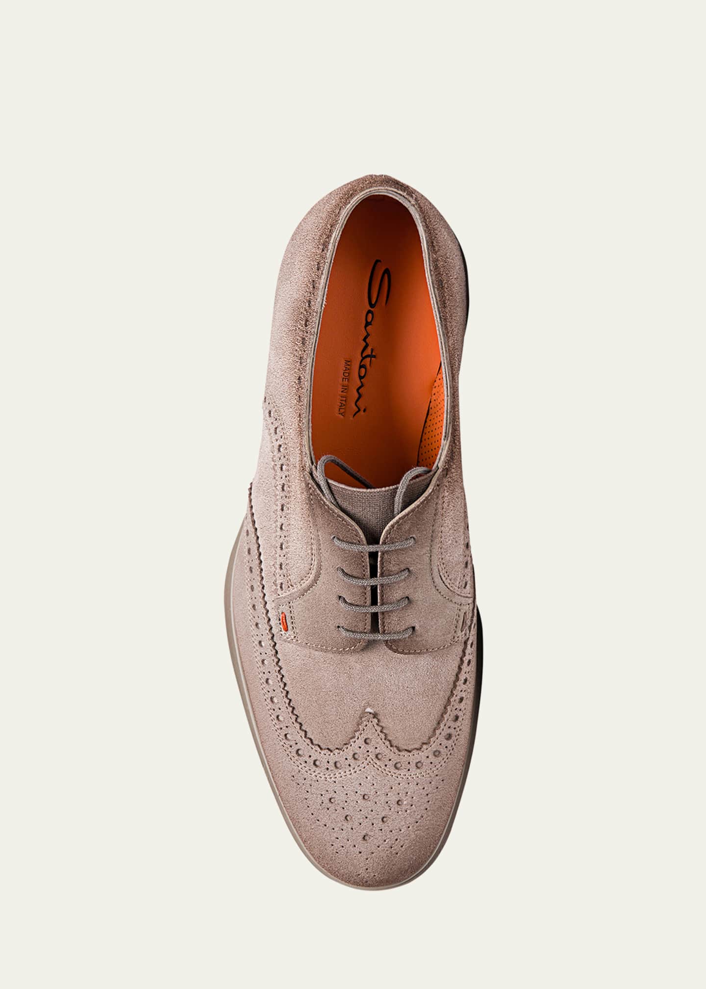 Santoni Men's Easy Suede Brogue Wingtip Derby Shoes Image 4 of 4