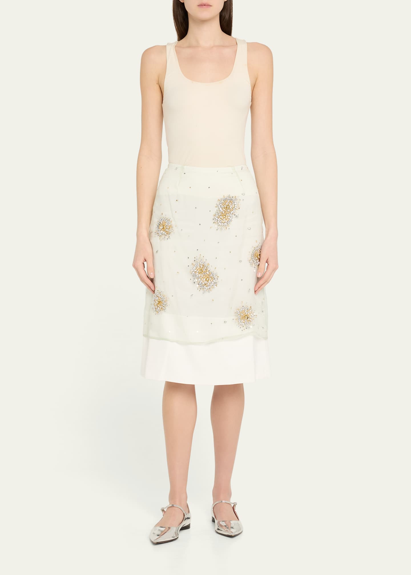 Wales Bonner Beaded Organza Triumph Midi Skirt Image 2 of 5