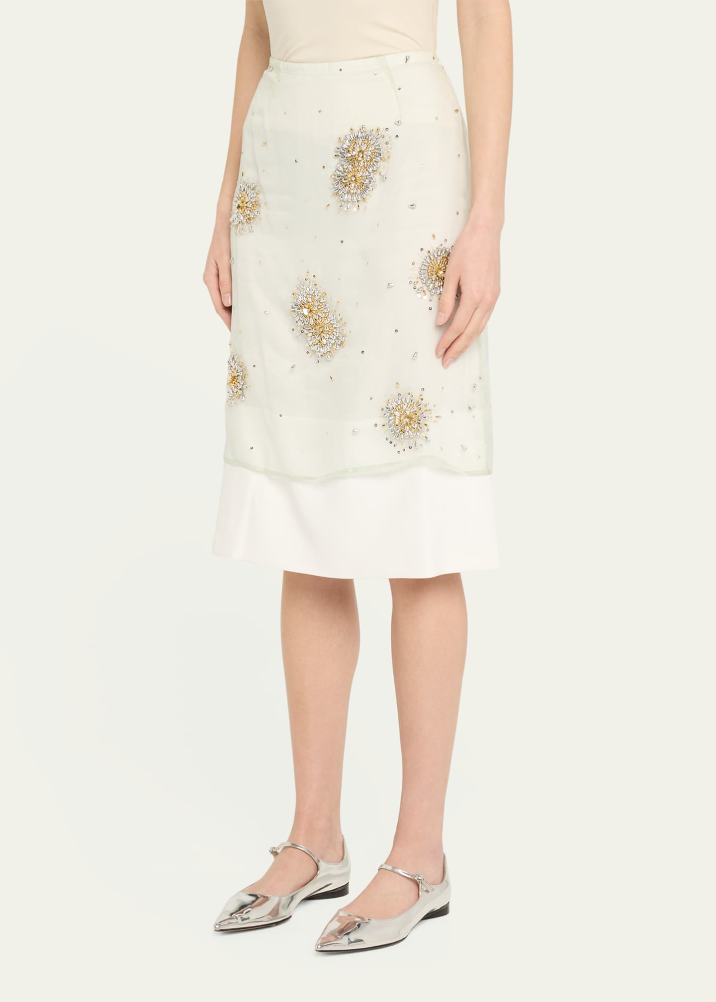 Wales Bonner Beaded Organza Triumph Midi Skirt Image 4 of 5