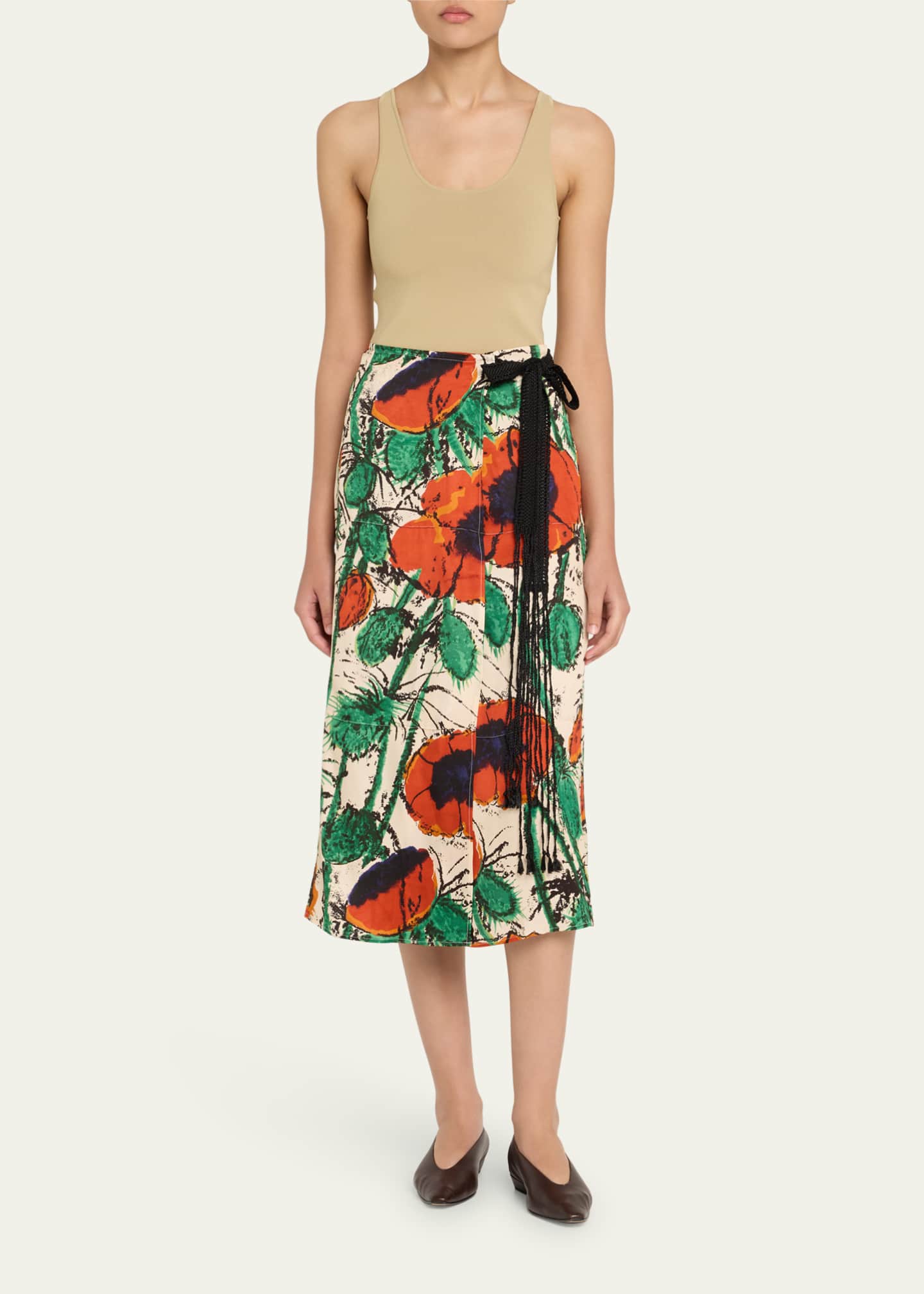 Wales Bonner Floral Print Satin Wrap Skirt Image 2 of 5