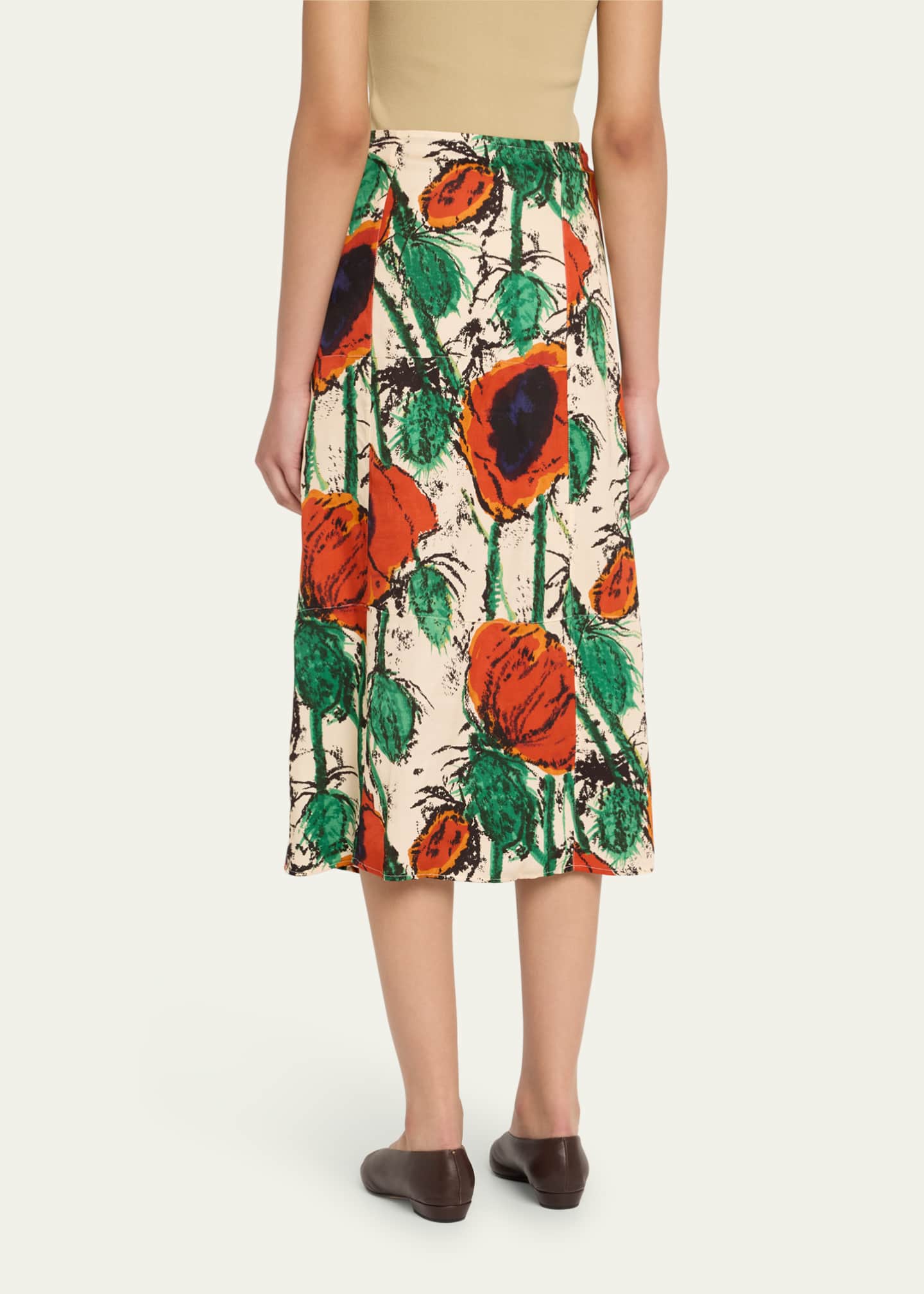 Wales Bonner Floral Print Satin Wrap Skirt Image 3 of 5