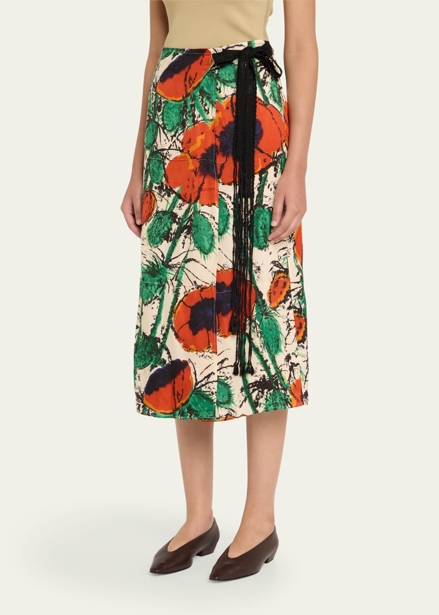 Wales Bonner Floral Print Satin Wrap Skirt Image 4 of 5
