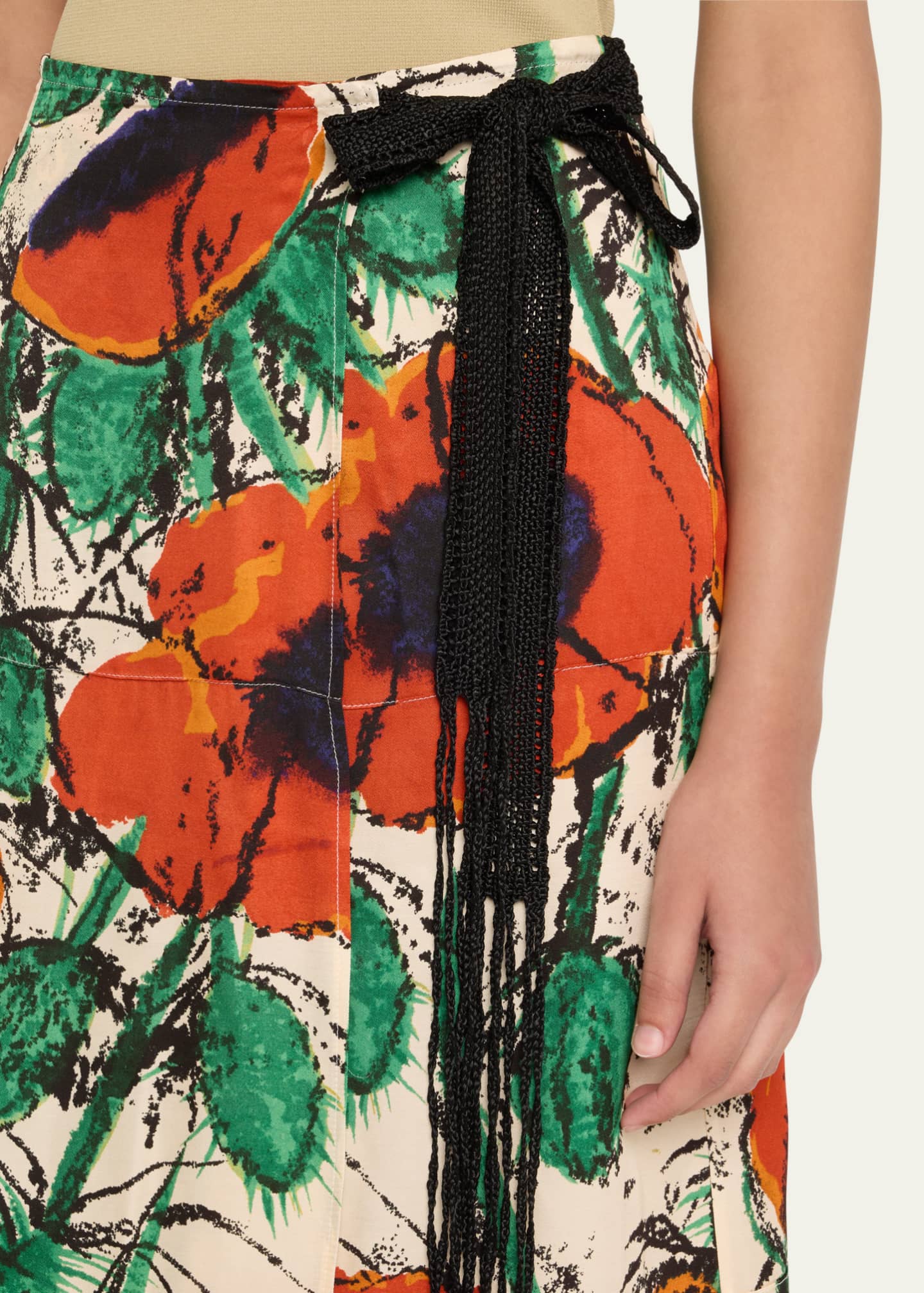 Wales Bonner Floral Print Satin Wrap Skirt Image 5 of 5