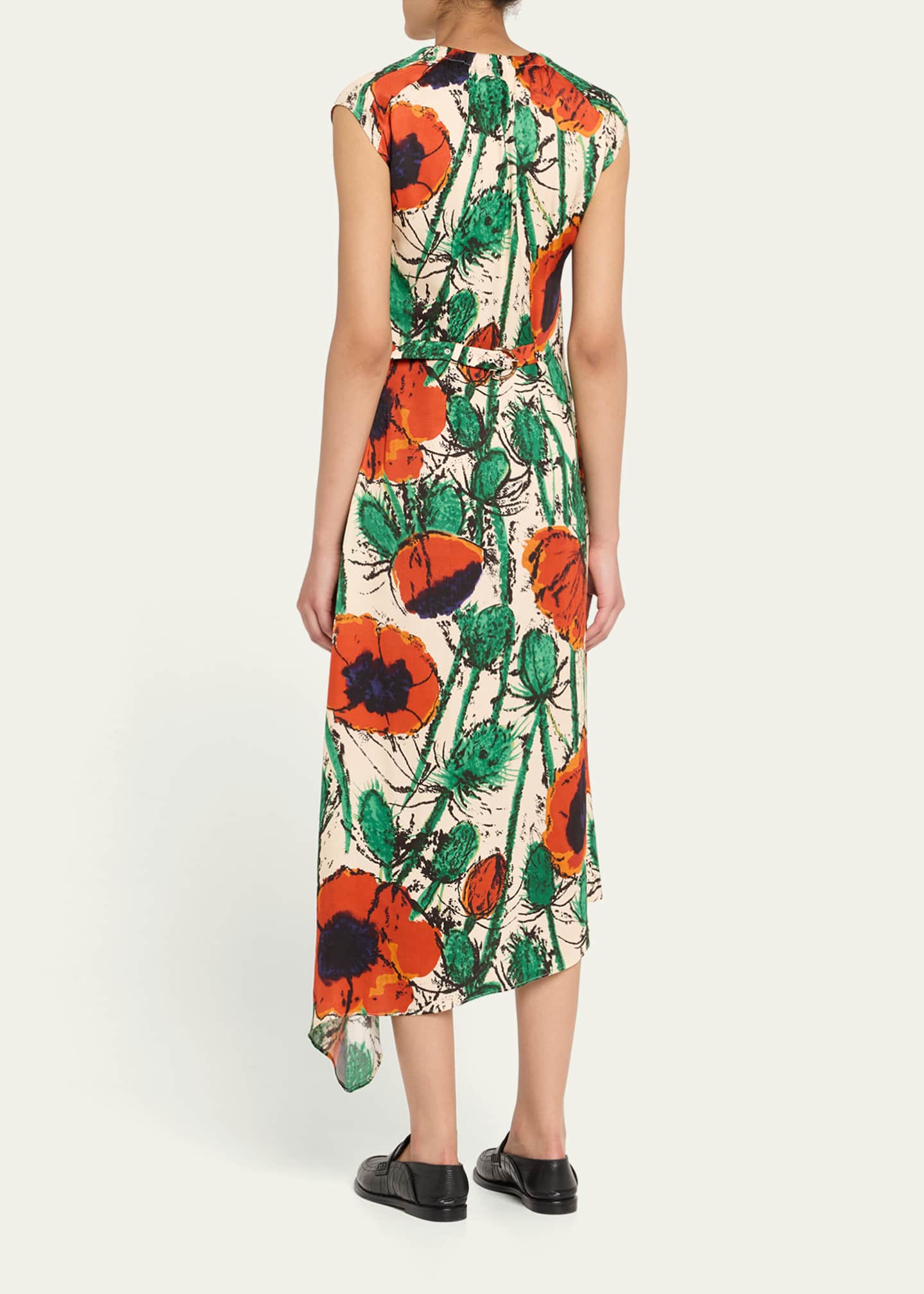 Wales Bonner Calypso Asymmetric Floral Twill Dress Image 3 of 5