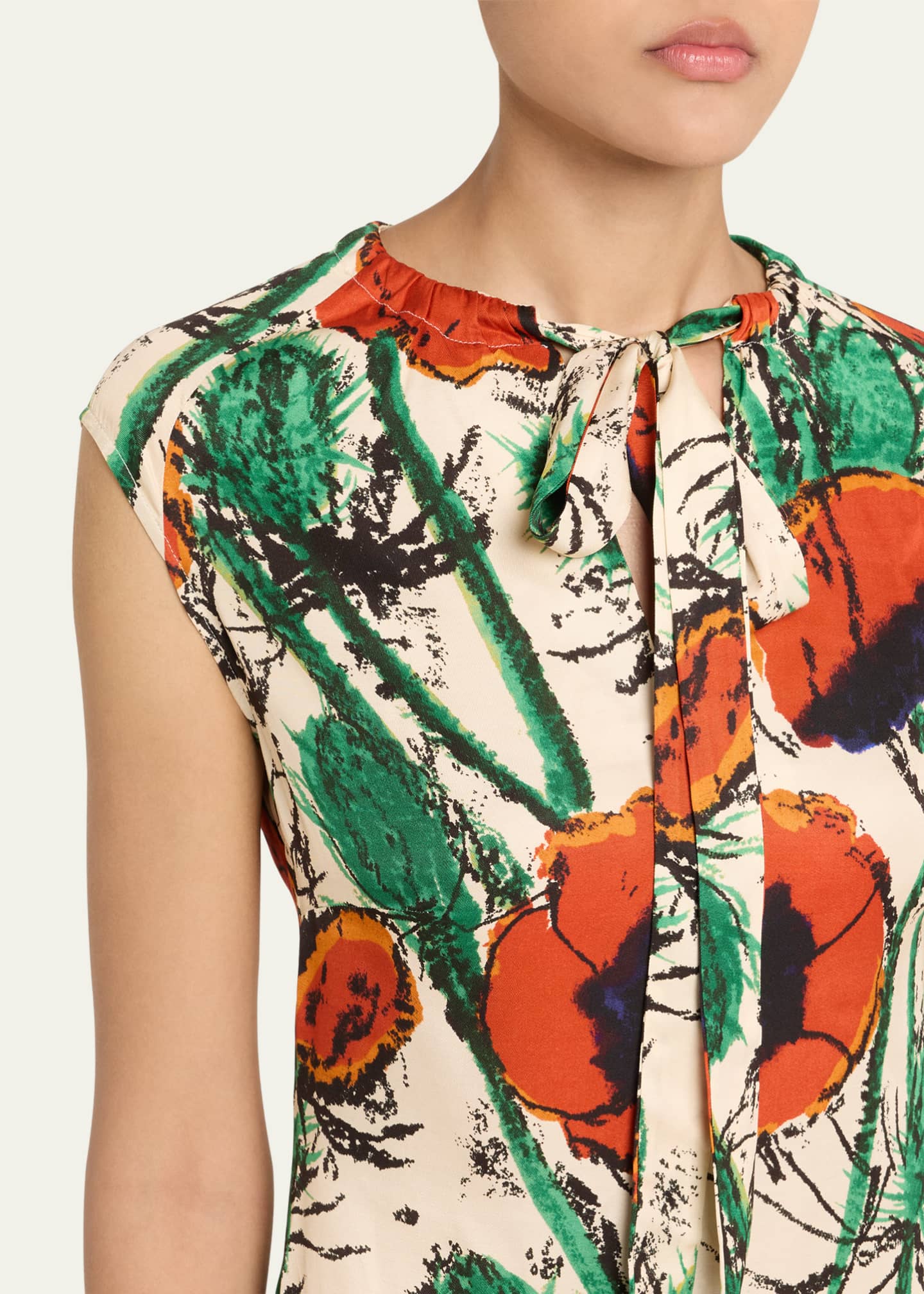 Wales Bonner Calypso Asymmetric Floral Twill Dress Image 5 of 5