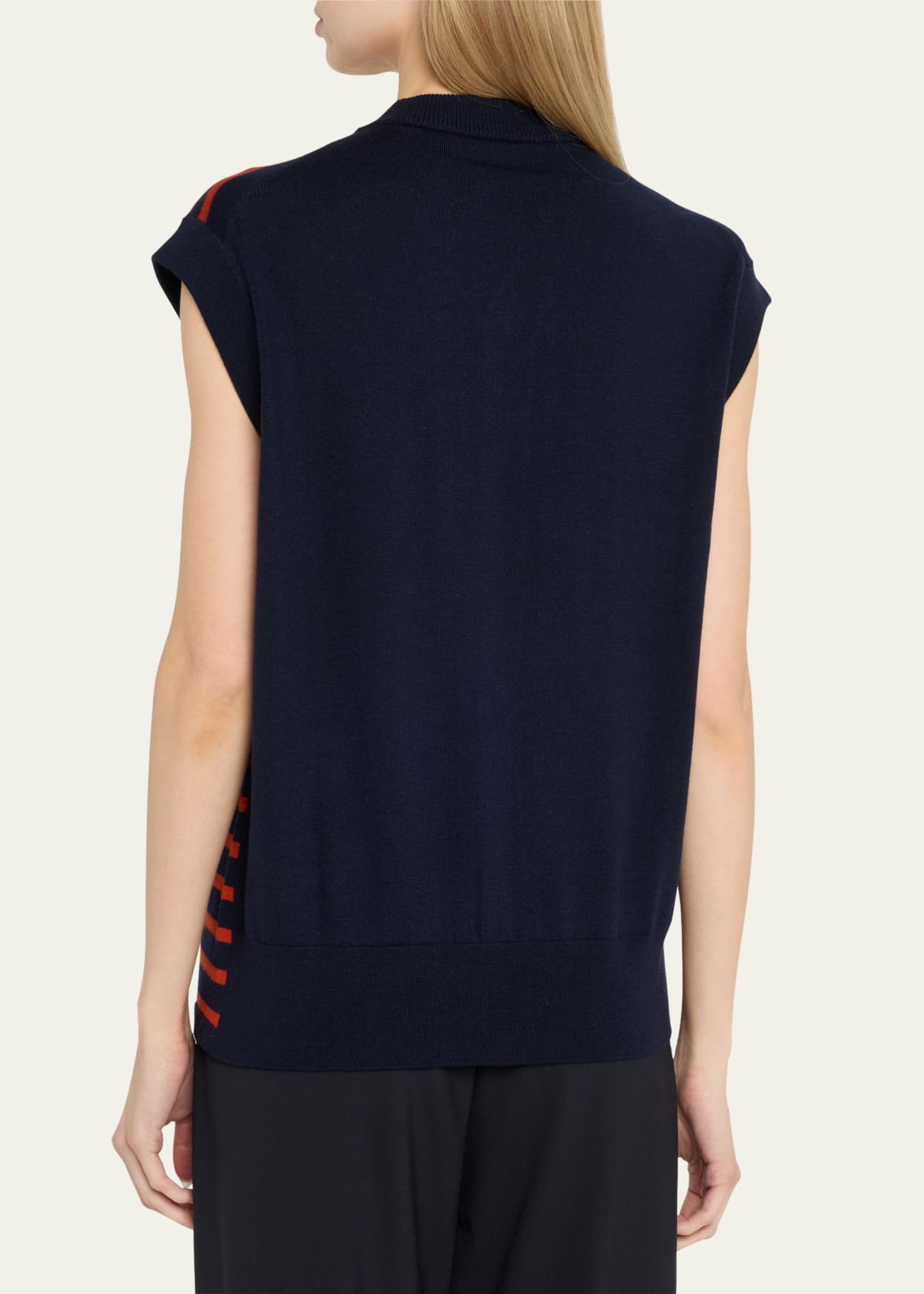 Wales Bonner Kamau Stripe Front Sleeveless Wool Cardigan Image 3 of 5