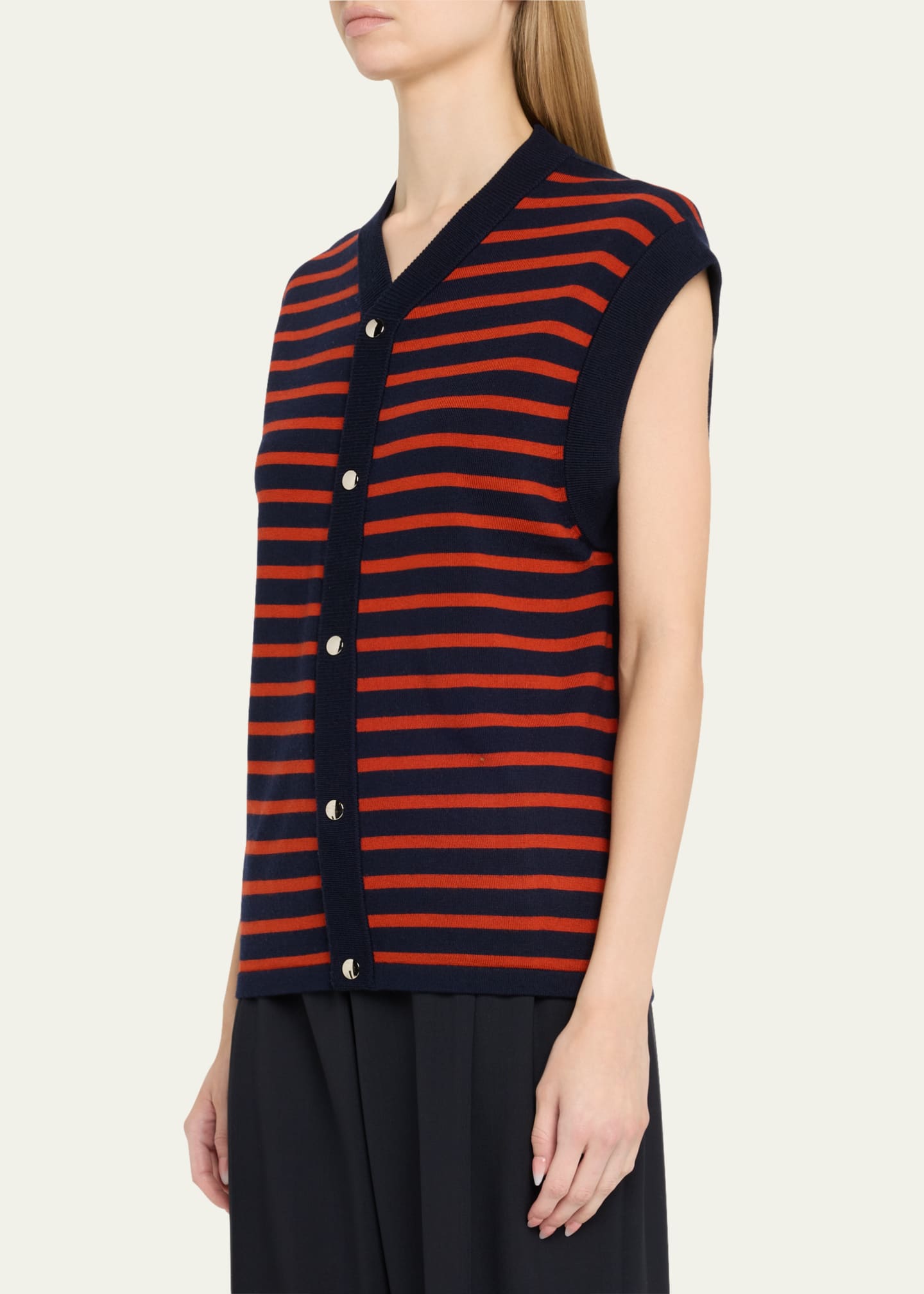 Wales Bonner Kamau Stripe Front Sleeveless Wool Cardigan Image 4 of 5