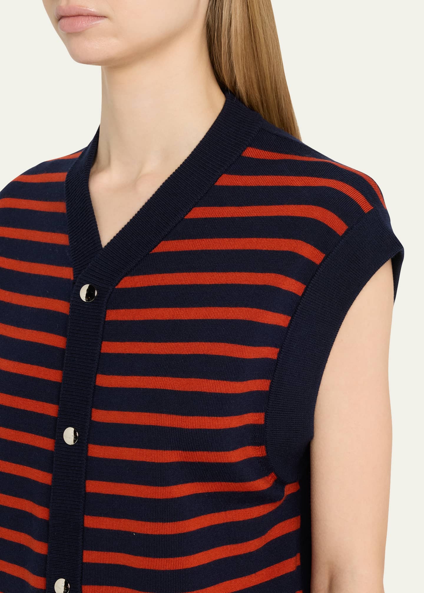 Wales Bonner Kamau Stripe Front Sleeveless Wool Cardigan Image 5 of 5