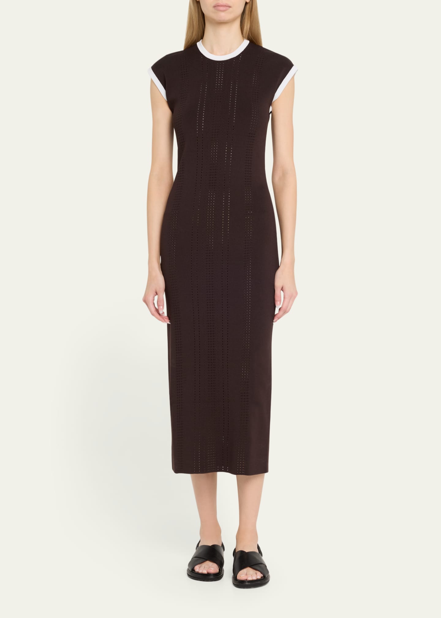 Wales Bonner Rhyme Belted Pointelle Knit Midi Dress Image 2 of 5