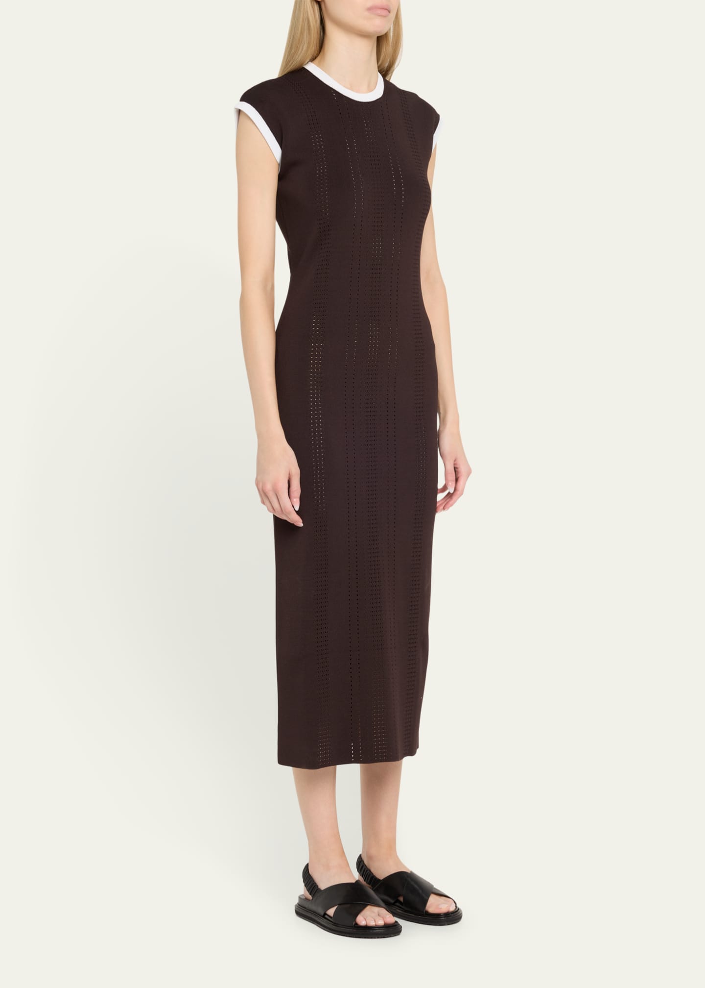 Wales Bonner Rhyme Belted Pointelle Knit Midi Dress Image 4 of 5