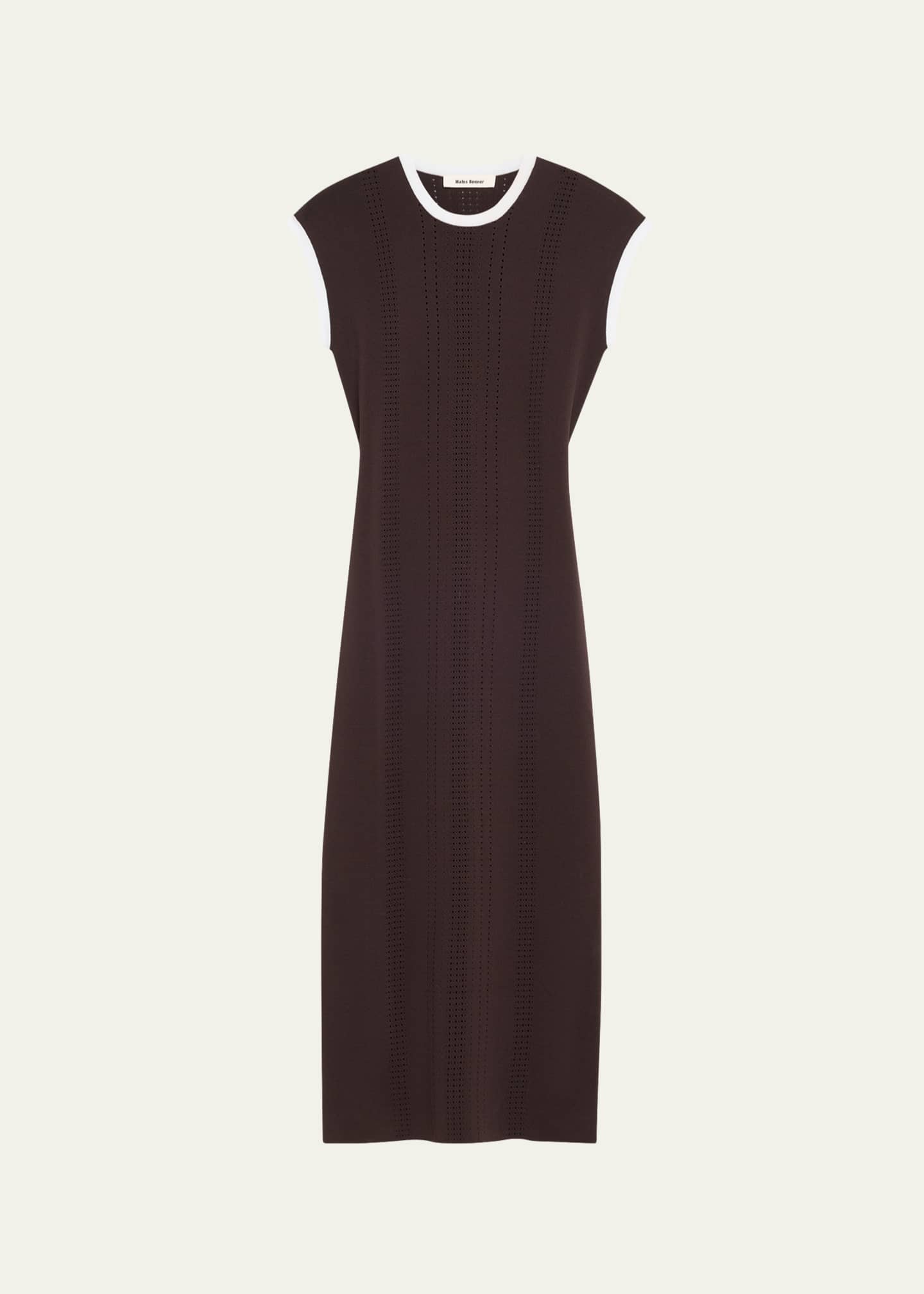 Wales Bonner Rhyme Belted Pointelle Knit Midi Dress Image 1 of 5